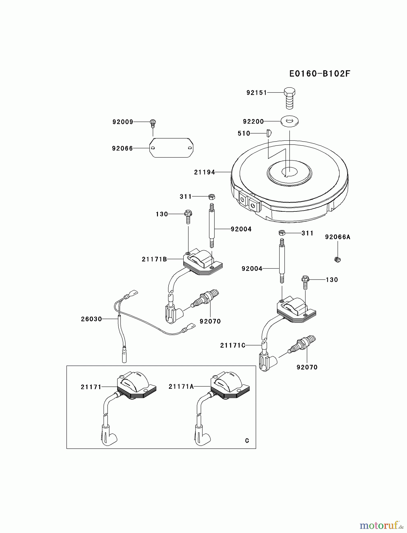  Kawasaki Motoren Motoren Vertikal FA210V - AS02 bis FH641V - DS24 FH381V-DS12 - Kawasaki FH381V 4-Stroke Engine ELECTRIC-EQUIPMENT