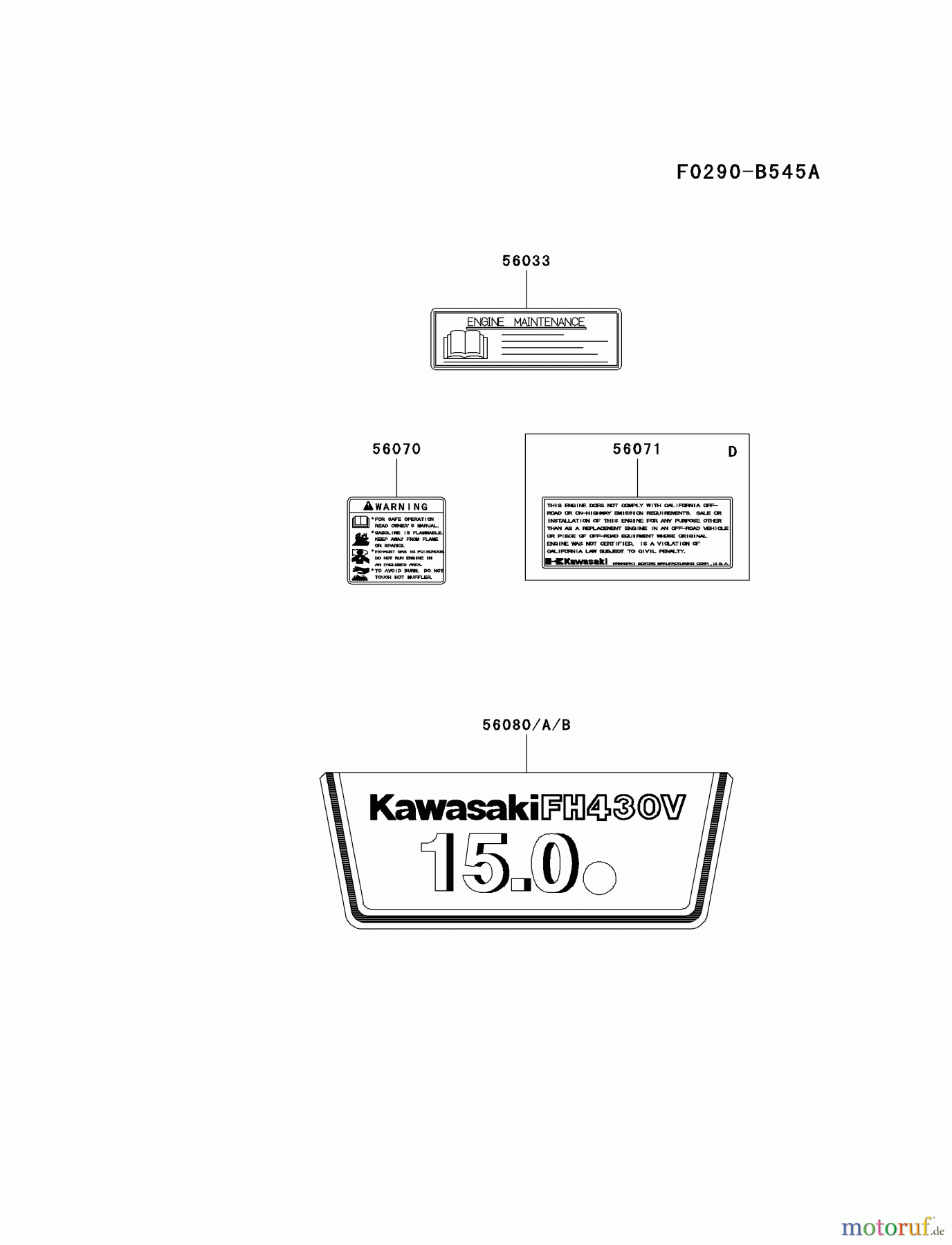  Kawasaki Motoren Motoren Vertikal FA210V - AS02 bis FH641V - DS24 FH430V-BS04 - Kawasaki FH430V 4-Stroke Engine LABEL
