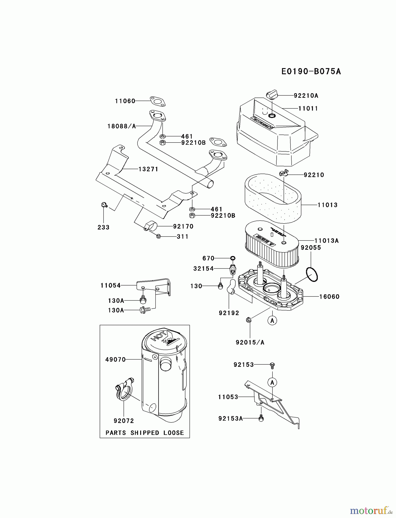  Kawasaki Motoren Motoren Vertikal FA210V - AS02 bis FH641V - DS24 FH430V-DS22 - Kawasaki FH430V 4-Stroke Engine AIR-FILTER/MUFFLER