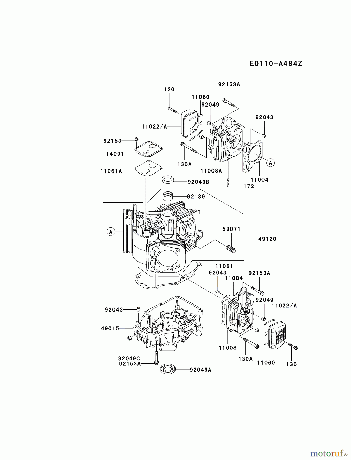  Kawasaki Motoren Motoren Vertikal FA210V - AS02 bis FH641V - DS24 FH430V-DS25 - Kawasaki FH430V 4-Stroke Engine CYLINDER/CRANKCASE