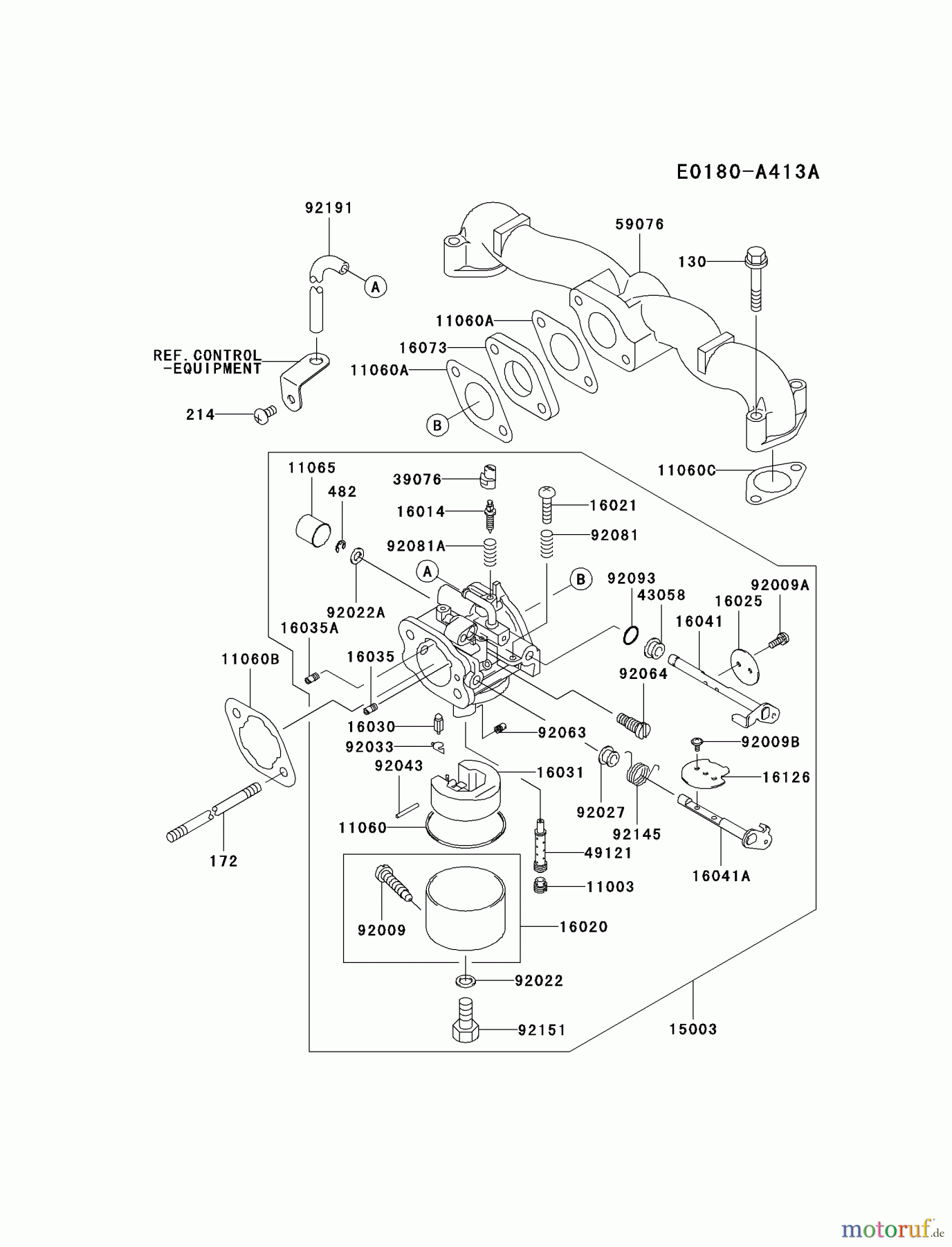  Kawasaki Motoren Motoren Vertikal FA210V - AS02 bis FH641V - DS24 FH451V-AS13 - Kawasaki FH451V 4-Stroke Engine CARBURETOR