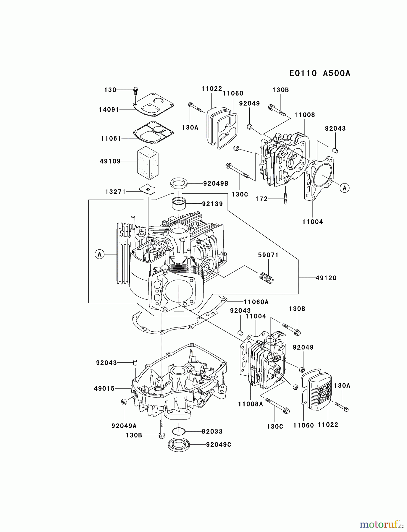  Kawasaki Motoren Motoren Vertikal FA210V - AS02 bis FH641V - DS24 FH451V-CS13 - Kawasaki FH451V 4-Stroke Engine CYLINDER/CRANKCASE