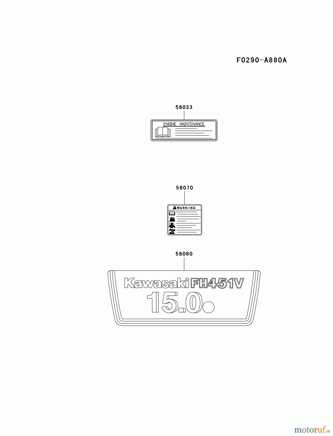  Kawasaki Motoren Motoren Vertikal FA210V - AS02 bis FH641V - DS24 FH451V-AS15 - Kawasaki FH451V 4-Stroke Engine LABEL