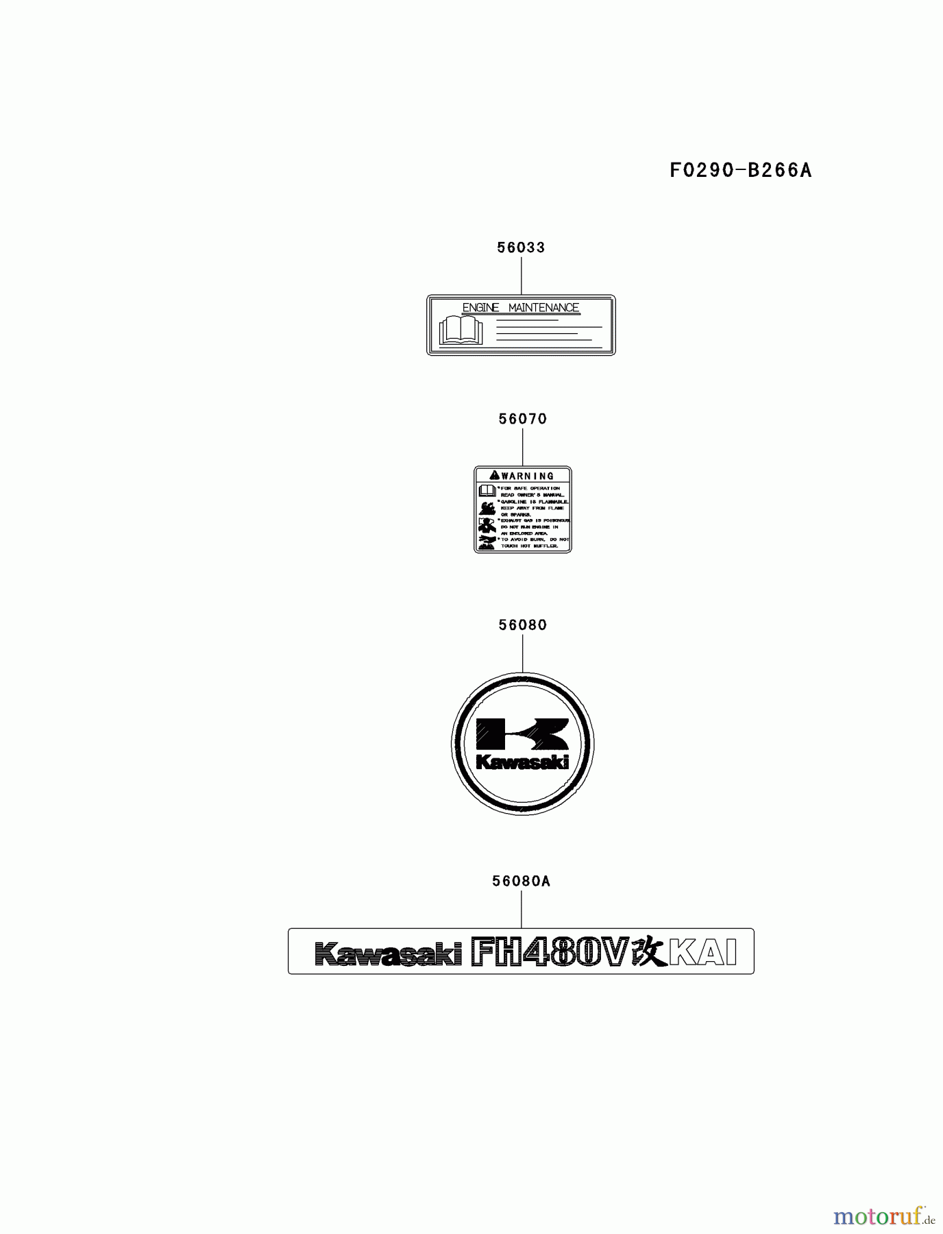  Kawasaki Motoren Motoren Vertikal FA210V - AS02 bis FH641V - DS24 FH480V-AS24 - Kawasaki FH480V 4-Stroke Engine LABEL