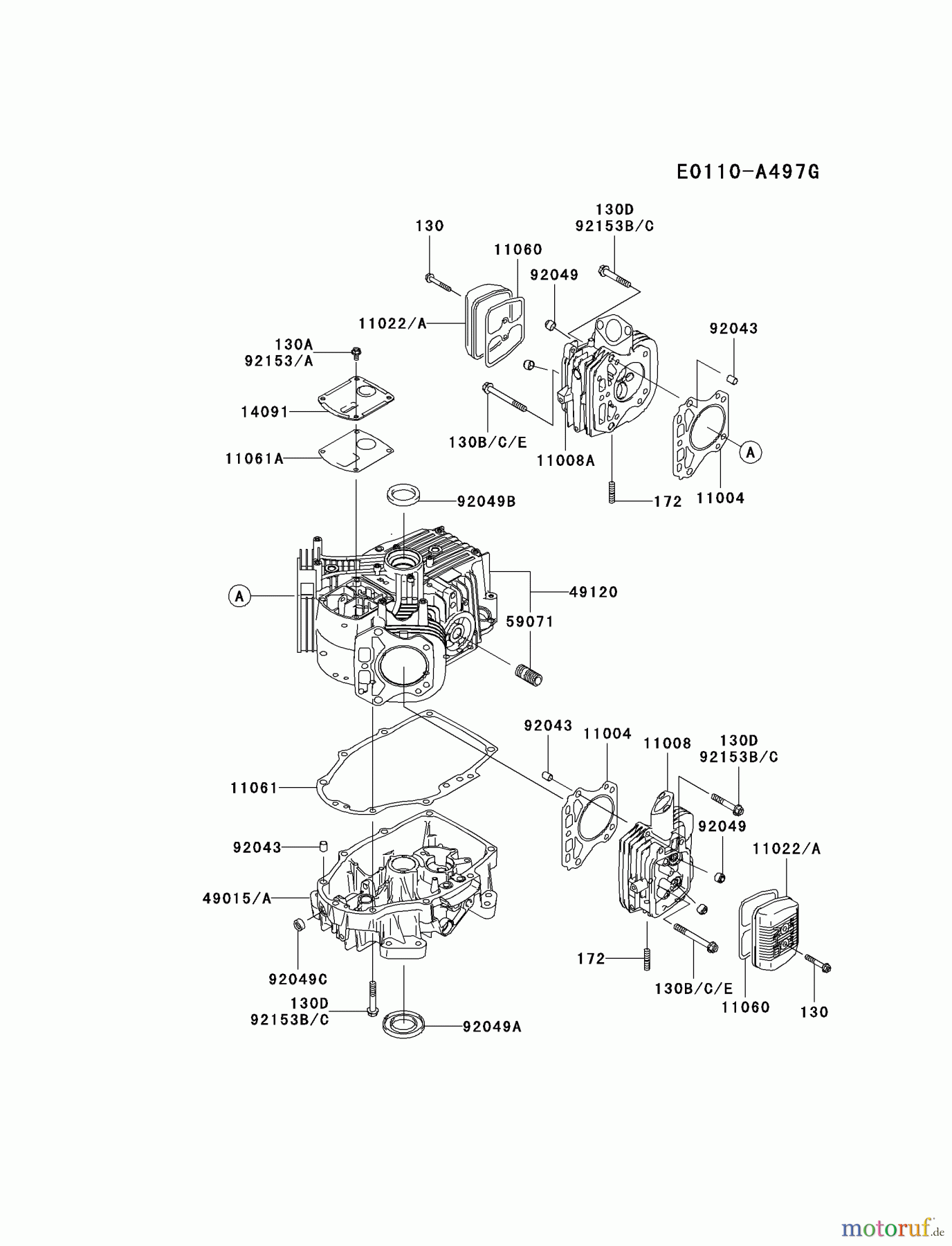  Kawasaki Motoren Motoren Vertikal FA210V - AS02 bis FH641V - DS24 FH480V-BS22 - Kawasaki FH480V 4-Stroke Engine CYLINDER/CRANKCASE