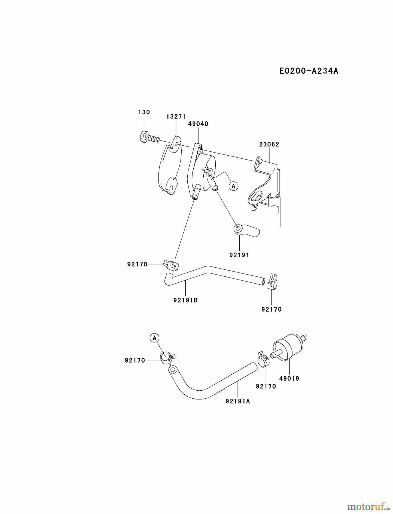  Kawasaki Motoren Motoren Vertikal FA210V - AS02 bis FH641V - DS24 FH500V-AS05 - Kawasaki FH500V 4-Stroke Engine FUEL-TANK/FUEL-VALVE