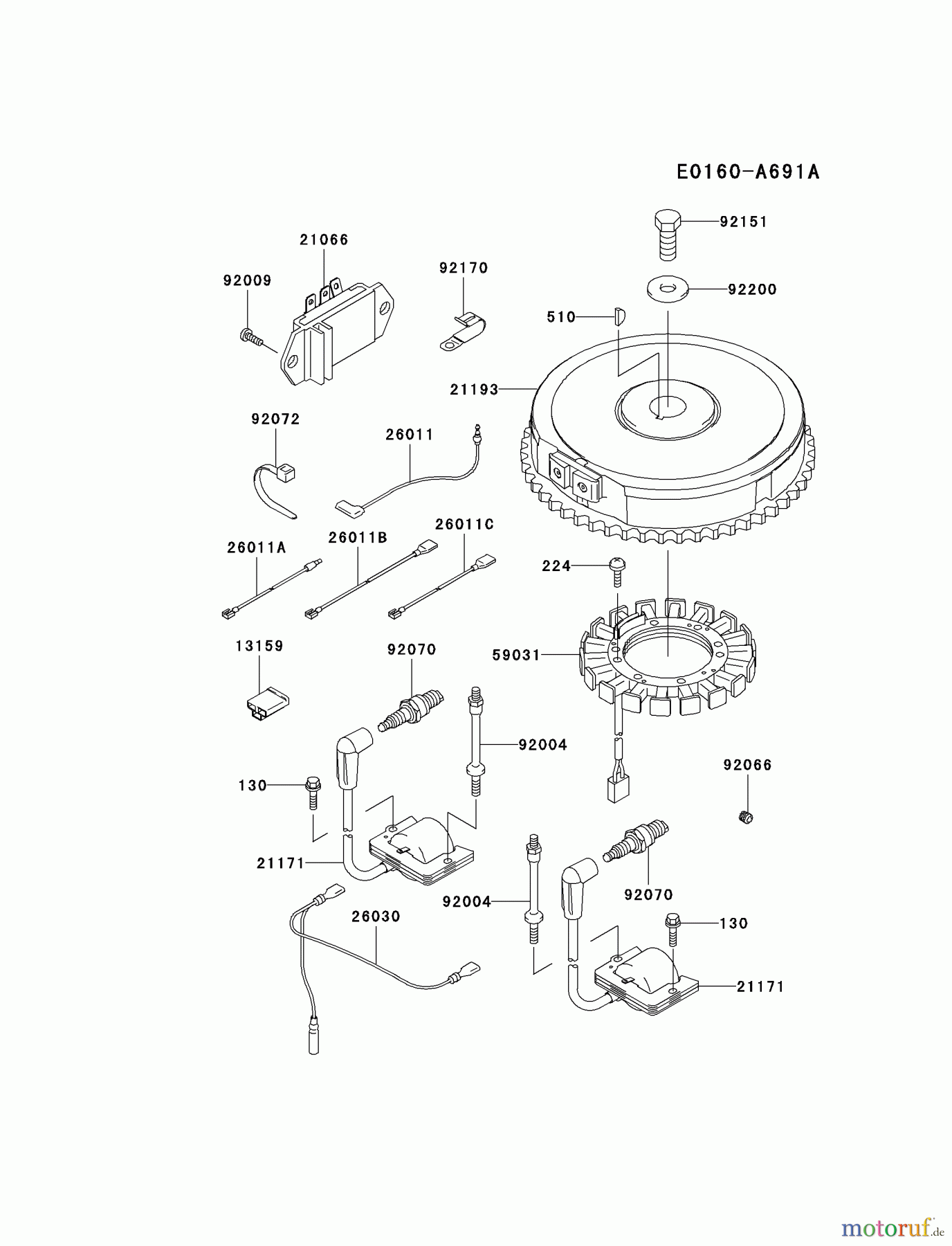  Kawasaki Motoren Motoren Vertikal FA210V - AS02 bis FH641V - DS24 FH500V-AS27 - Kawasaki FH500V 4-Stroke Engine ELECTRIC-EQUIPMENT