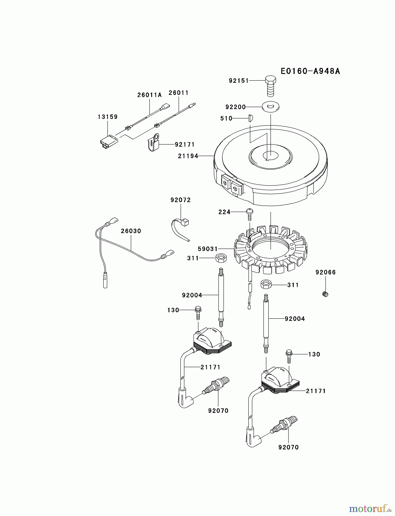  Kawasaki Motoren Motoren Vertikal FA210V - AS02 bis FH641V - DS24 FH500V-AS42 - Kawasaki FH500V 4-Stroke Engine ELECTRIC-EQUIPMENT