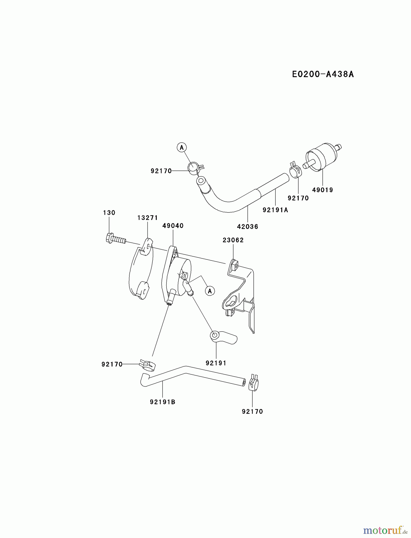  Kawasaki Motoren Motoren Vertikal FA210V - AS02 bis FH641V - DS24 FH500V-AS42 - Kawasaki FH500V 4-Stroke Engine FUEL-TANK/FUEL-VALVE