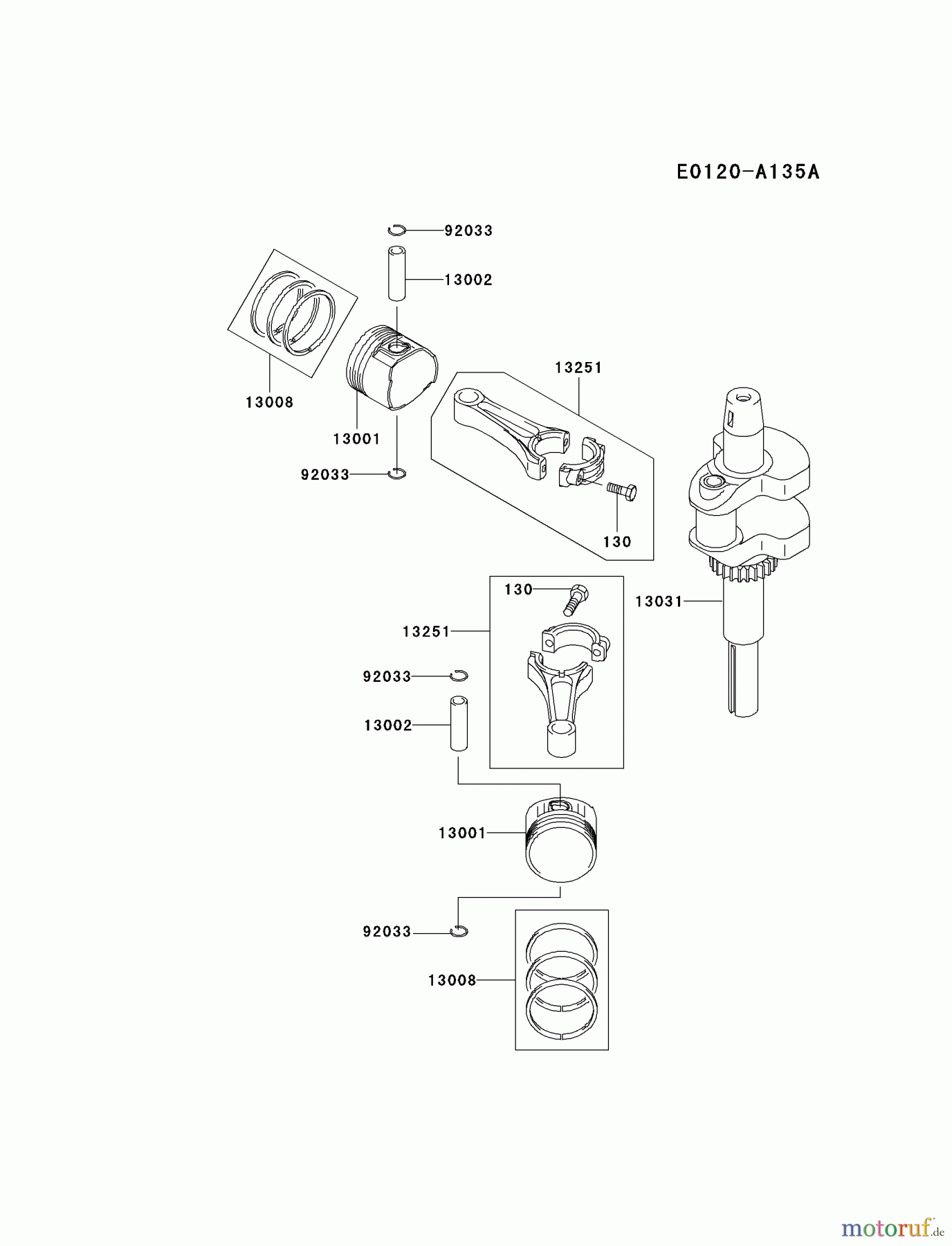  Kawasaki Motoren Motoren Vertikal FA210V - AS02 bis FH641V - DS24 FH500V-BS09 - Kawasaki FH500V 4-Stroke Engine PISTON/CRANKSHAFT