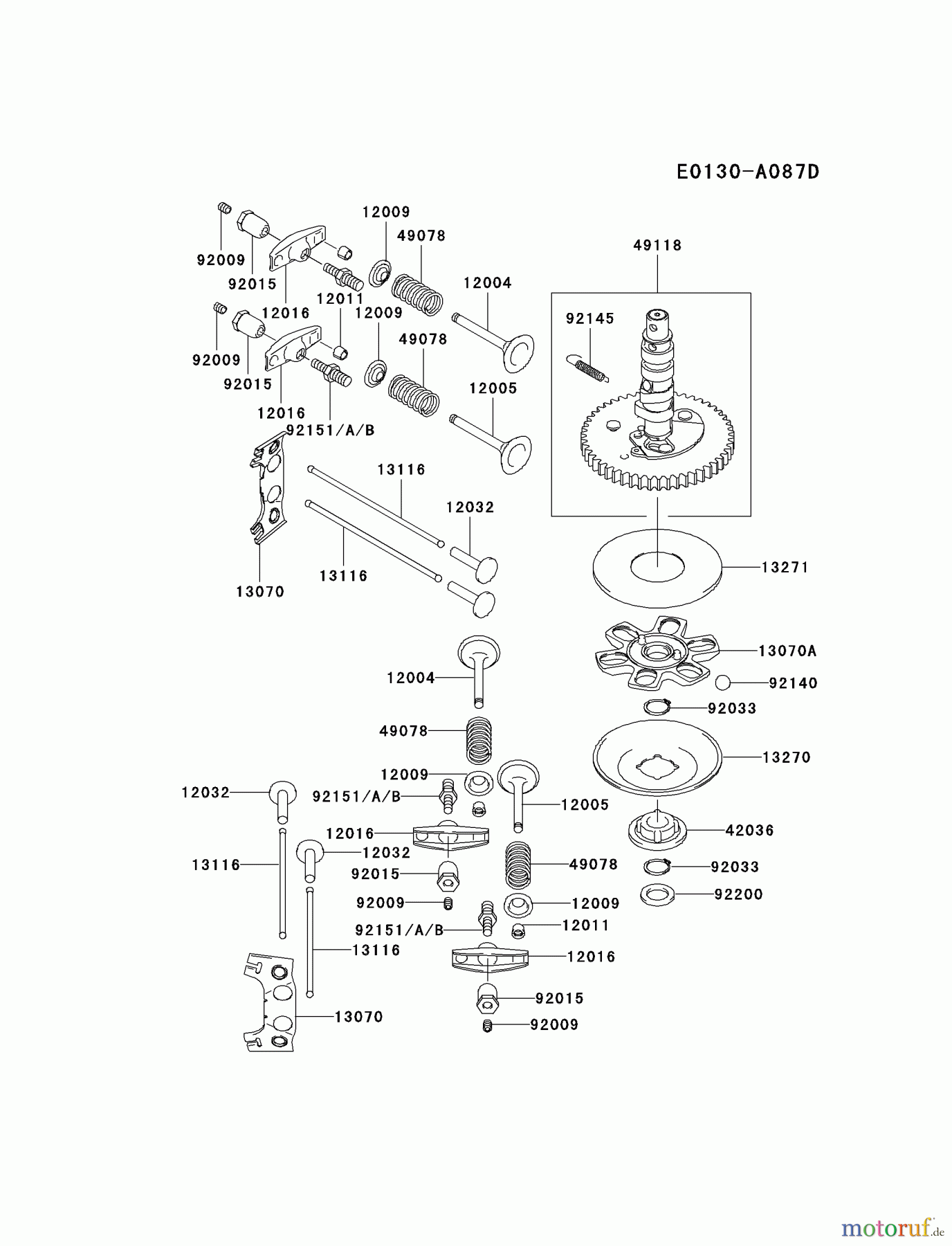  Kawasaki Motoren Motoren Vertikal FA210V - AS02 bis FH641V - DS24 FH500V-BS24 - Kawasaki FH500V 4-Stroke Engine VALVE/CAMSHAFT