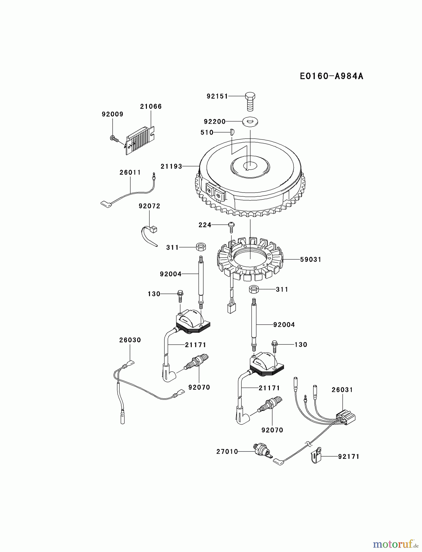  Kawasaki Motoren Motoren Vertikal FA210V - AS02 bis FH641V - DS24 FH500V-AS43 - Kawasaki FH500V 4-Stroke Engine ELECTRIC-EQUIPMENT