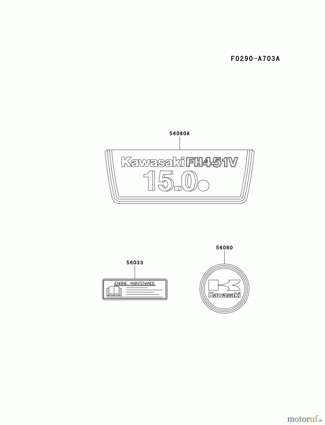  Kawasaki Motoren Motoren Vertikal FA210V - AS02 bis FH641V - DS24 FH451V-AS05 - Kawasaki FH451V 4-Stroke Engine LABEL