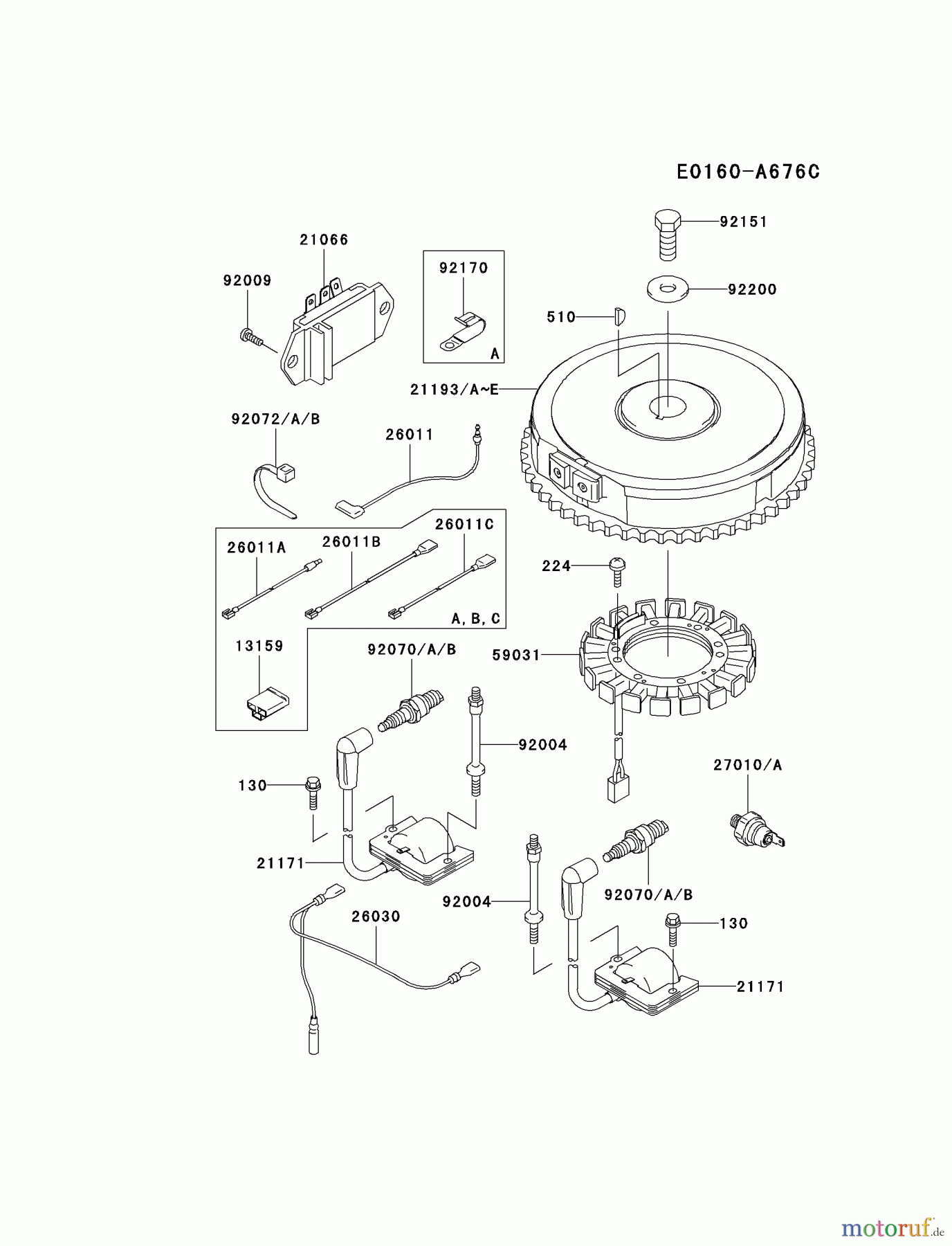  Kawasaki Motoren Motoren Vertikal FA210V - AS02 bis FH641V - DS24 FH500V-BS10 - Kawasaki FH500V 4-Stroke Engine ELECTRIC-EQUIPMENT