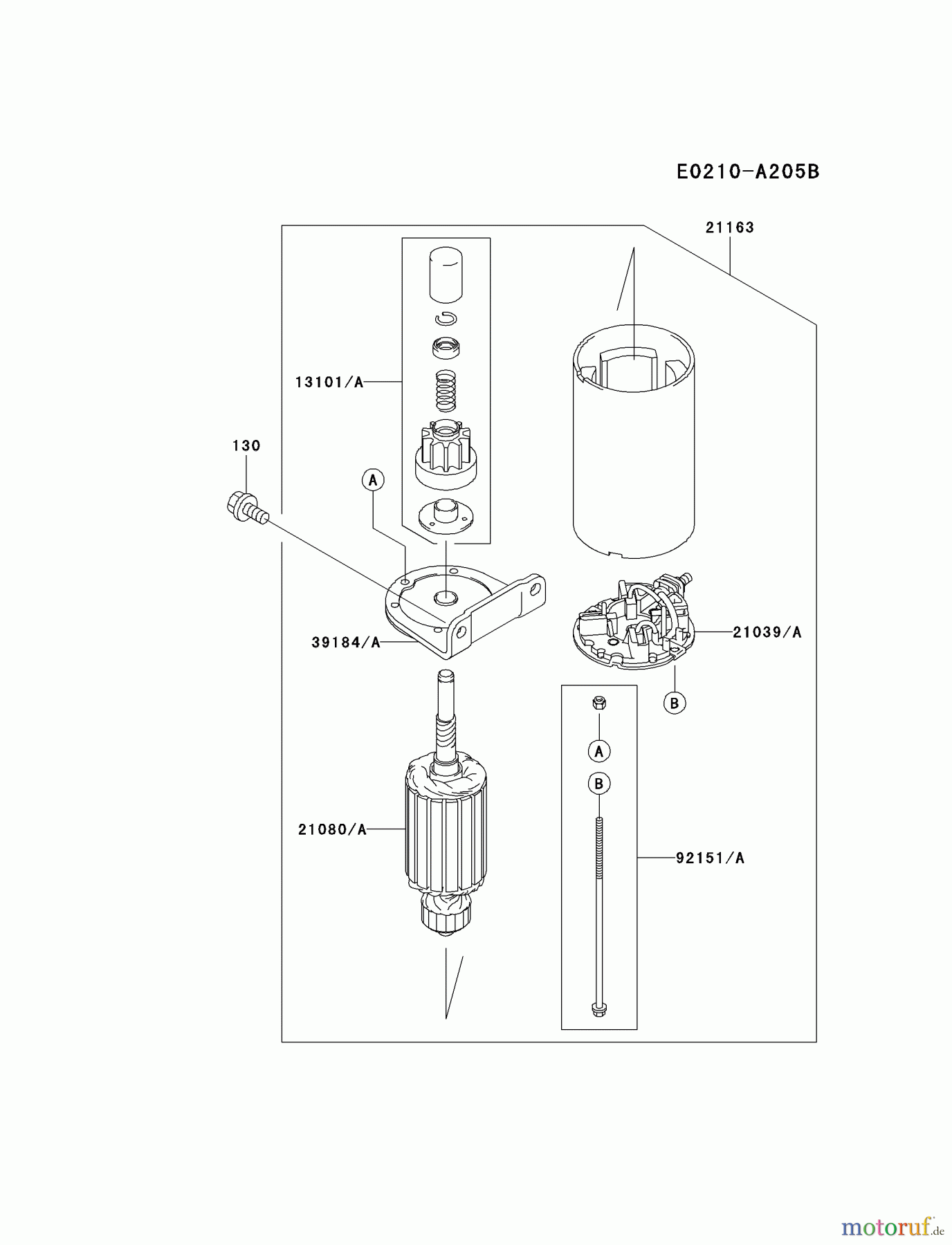  Kawasaki Motoren Motoren Vertikal FA210V - AS02 bis FH641V - DS24 FH500V-BS10 - Kawasaki FH500V 4-Stroke Engine STARTER