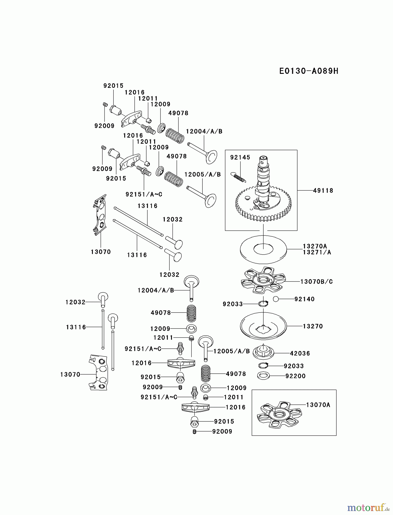  Kawasaki Motoren Motoren Vertikal FA210V - AS02 bis FH641V - DS24 FH500V-DS10 - Kawasaki FH500V 4-Stroke Engine VALVE/CAMSHAFT