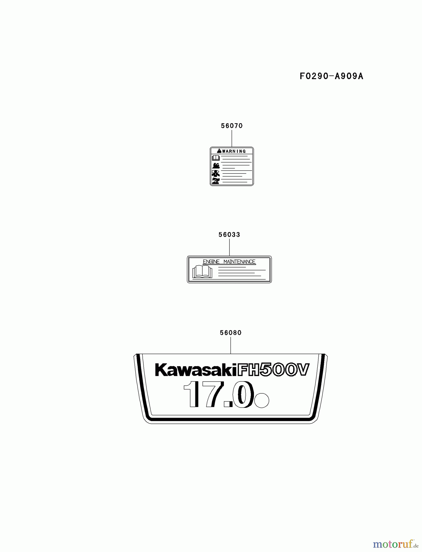  Kawasaki Motoren Motoren Vertikal FA210V - AS02 bis FH641V - DS24 FH500V-CS43 - Kawasaki FH500V 4-Stroke Engine LABEL