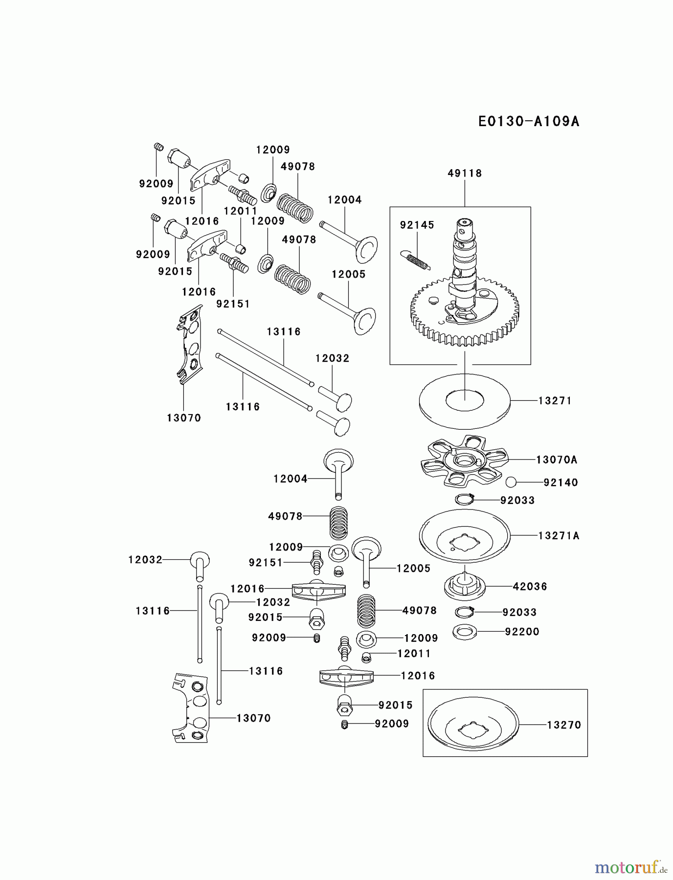  Kawasaki Motoren Motoren Vertikal FA210V - AS02 bis FH641V - DS24 FH381V-AS08 - Kawasaki FH381V 4-Stroke Engine VALVE/CAMSHAFT