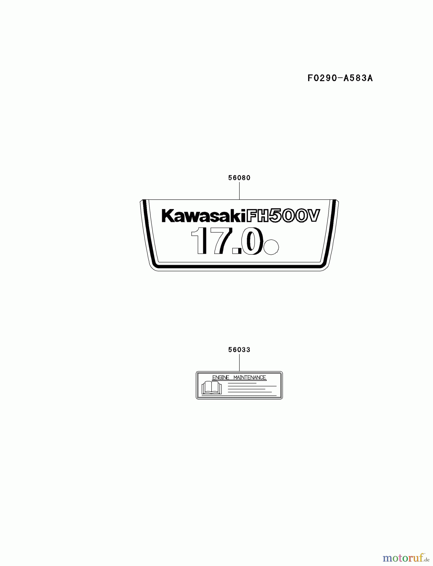  Kawasaki Motoren Motoren Vertikal FA210V - AS02 bis FH641V - DS24 FH500V-FS10 - Kawasaki FH500V 4-Stroke Engine LABEL