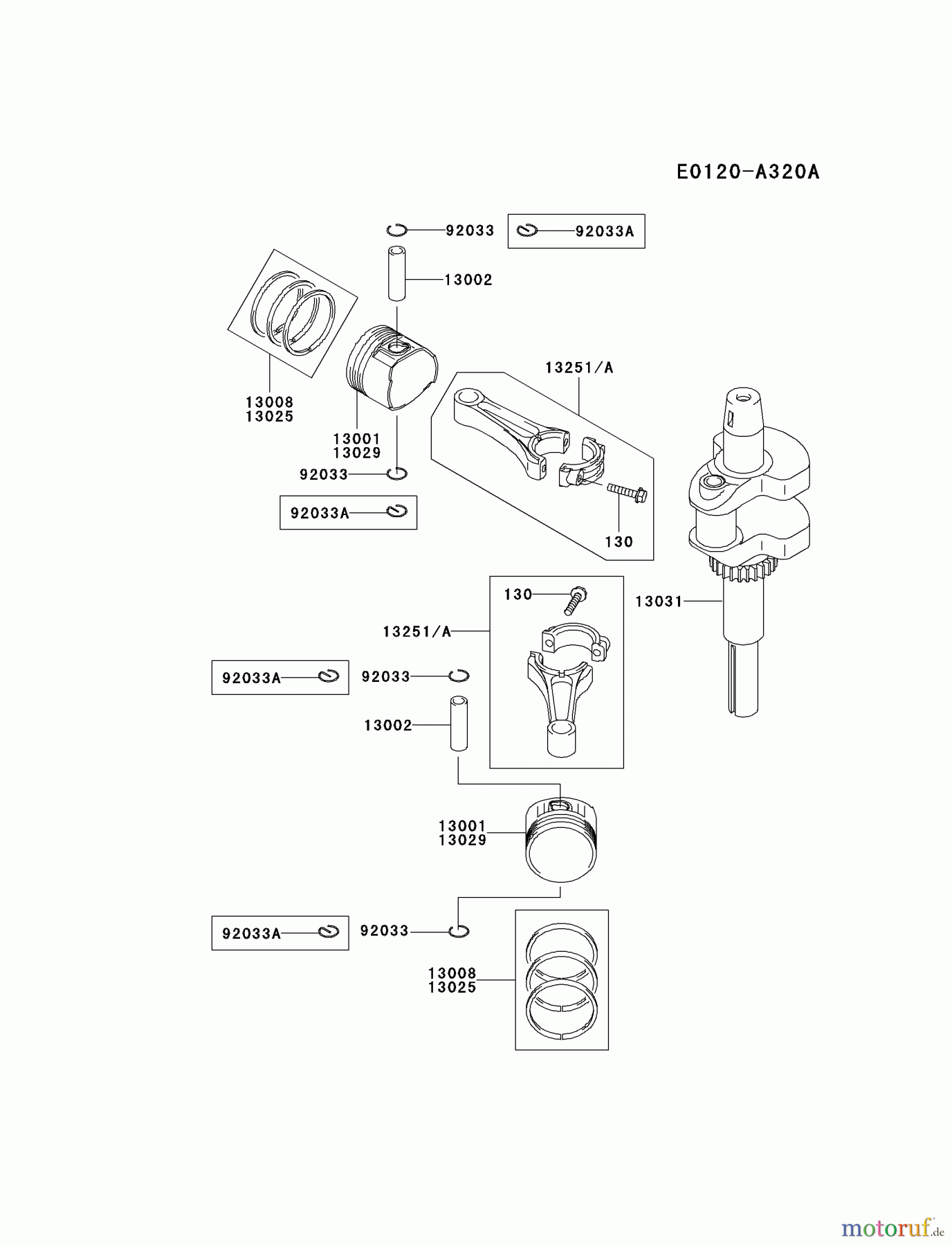  Kawasaki Motoren Motoren Vertikal FA210V - AS02 bis FH641V - DS24 FH451V-CS20 - Kawasaki FH451V 4-Stroke Engine PISTON/CRANKSHAFT