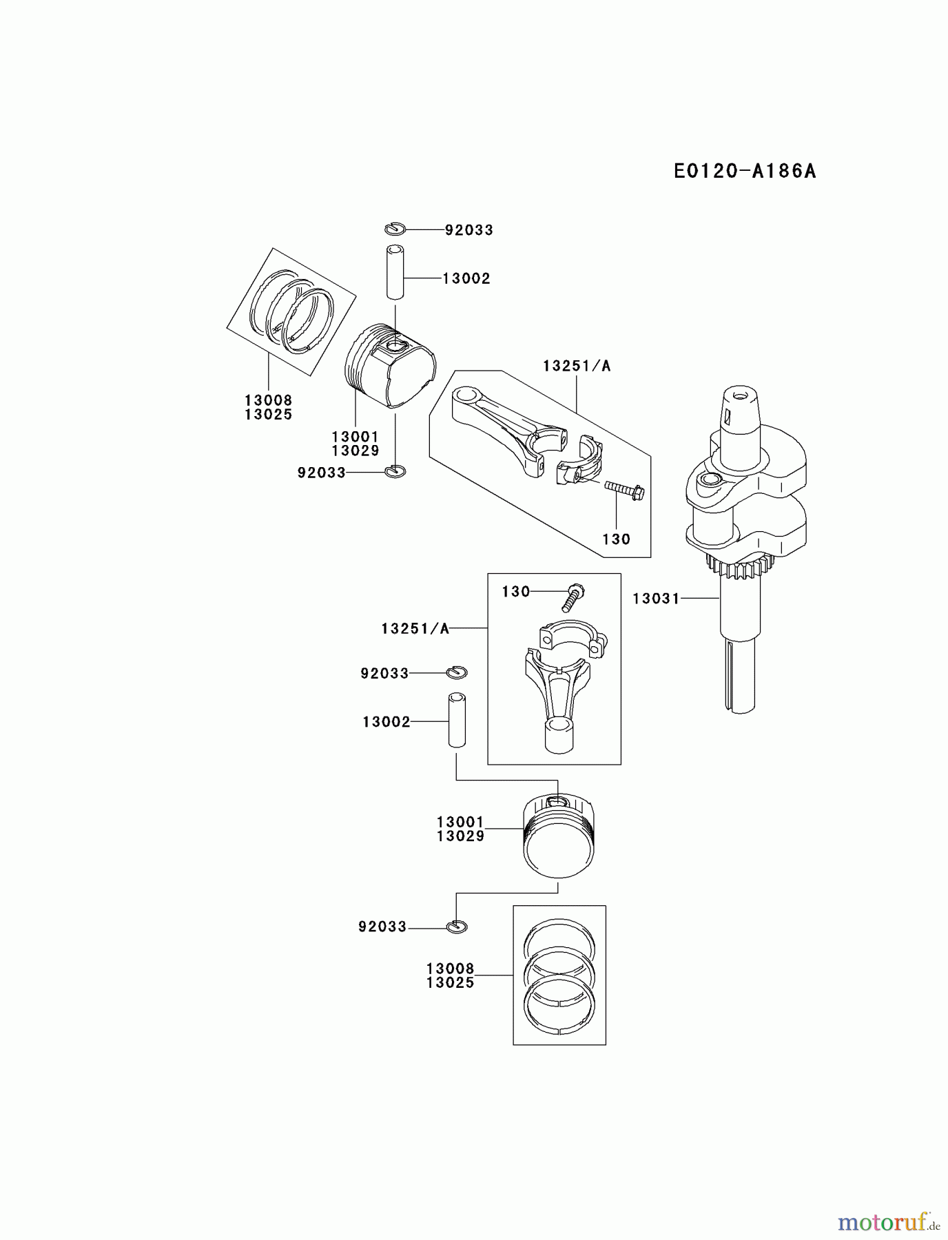  Kawasaki Motoren Motoren Vertikal FA210V - AS02 bis FH641V - DS24 FH451V-AS15 - Kawasaki FH451V 4-Stroke Engine PISTON/CRANKSHAFT