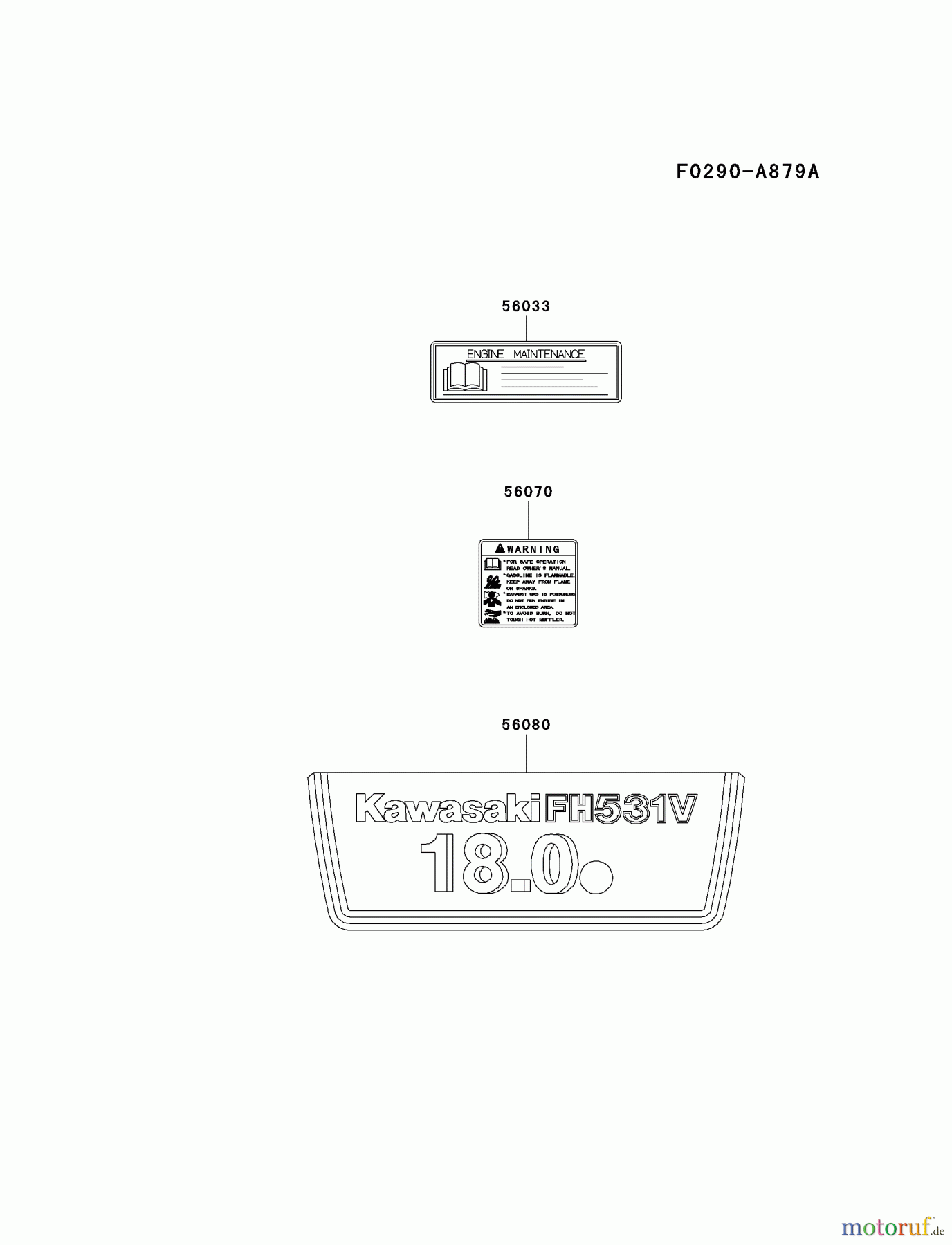  Kawasaki Motoren Motoren Vertikal FA210V - AS02 bis FH641V - DS24 FH531V-BS06 - Kawasaki FH531V 4-Stroke Engine LABEL