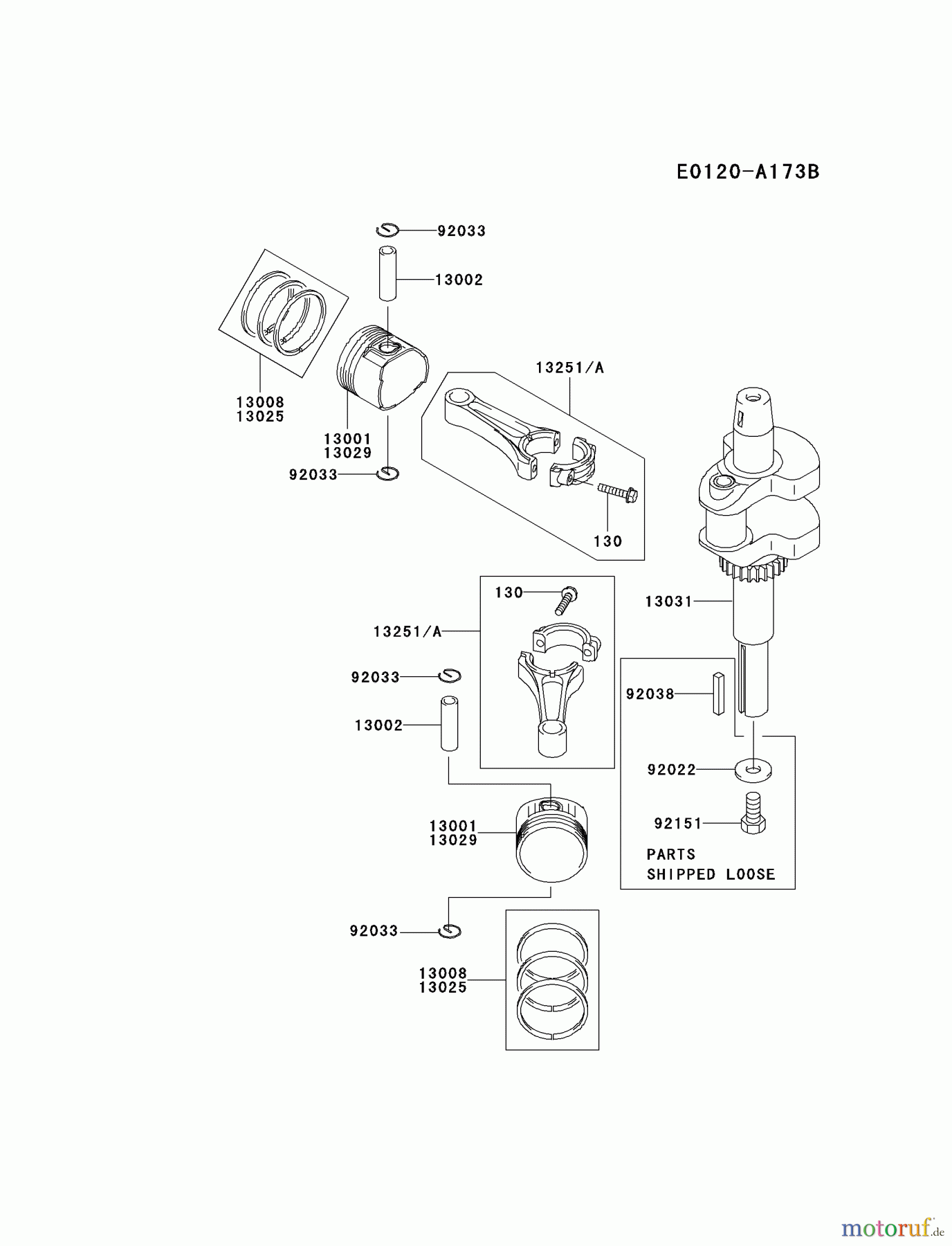  Kawasaki Motoren Motoren Vertikal FA210V - AS02 bis FH641V - DS24 FH500V-BS15 - Kawasaki FH500V 4-Stroke Engine PISTON/CRANKSHAFT