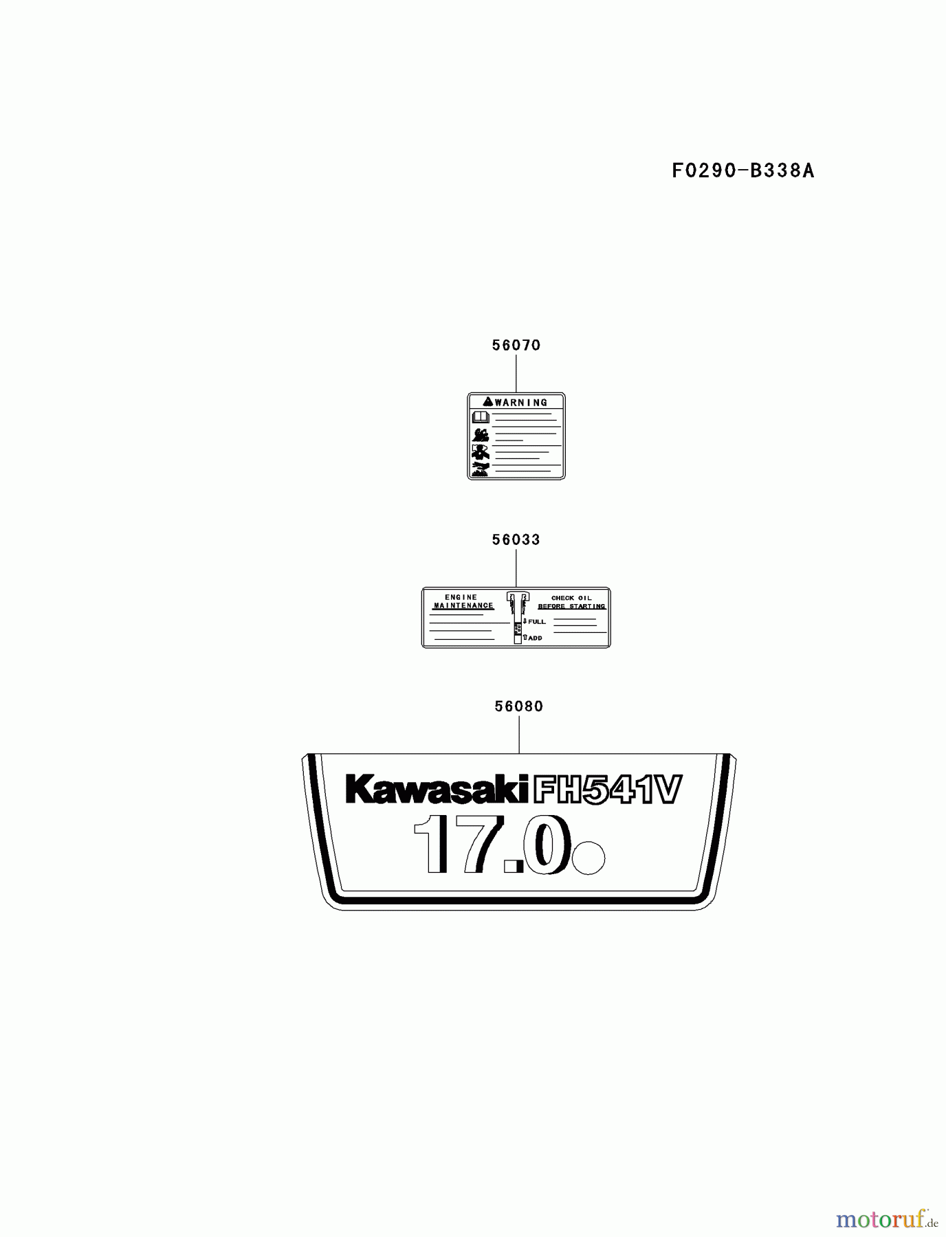  Kawasaki Motoren Motoren Vertikal FA210V - AS02 bis FH641V - DS24 FH541V-AS42 - Kawasaki FH541V 4-Stroke Engine LABEL