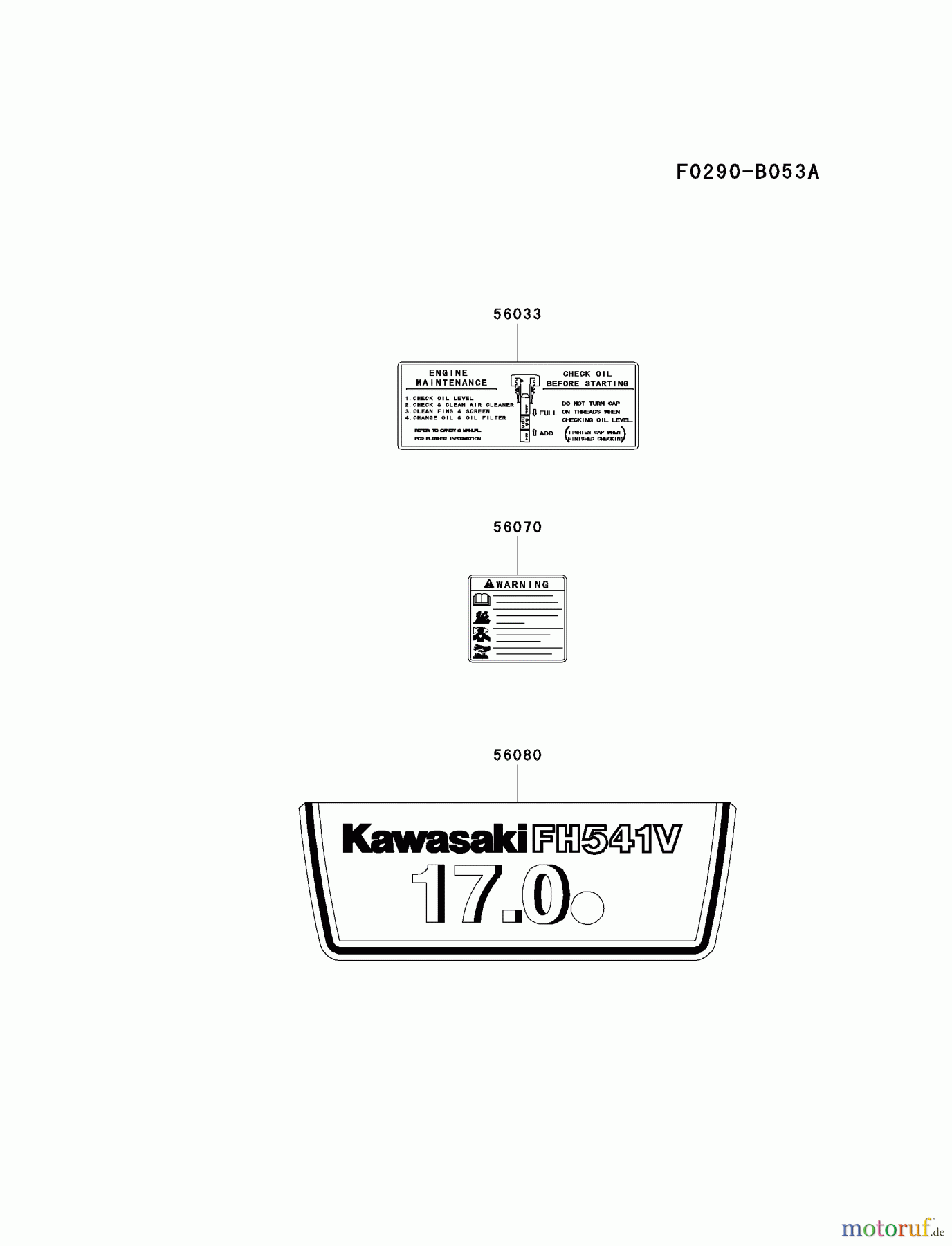  Kawasaki Motoren Motoren Vertikal FA210V - AS02 bis FH641V - DS24 FH541V-BS04 - Kawasaki FH541V 4-Stroke Engine LABEL