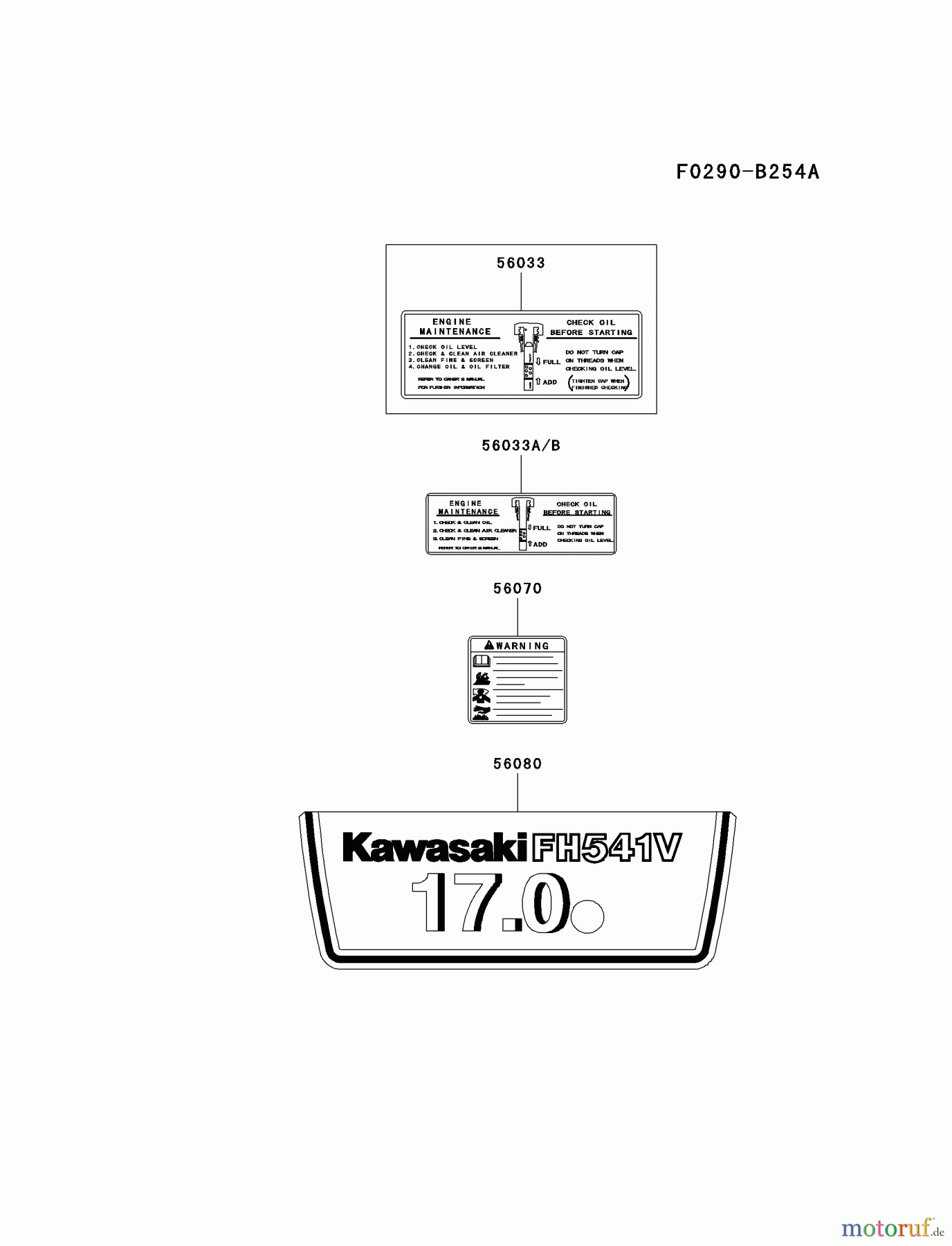  Kawasaki Motoren Motoren Vertikal FA210V - AS02 bis FH641V - DS24 FH541V-AS06 - Kawasaki FH541V 4-Stroke Engine LABEL