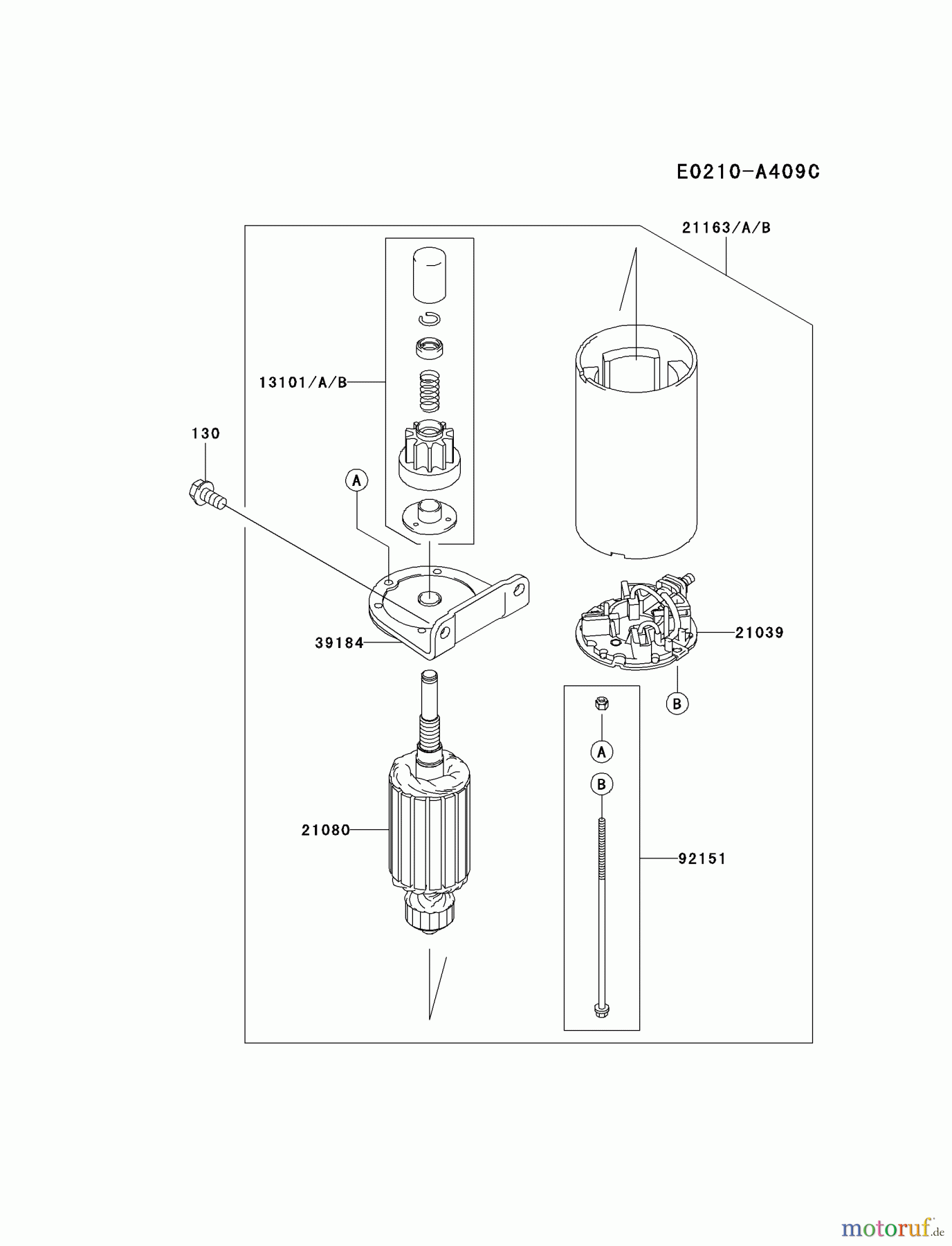  Kawasaki Motoren Motoren Vertikal FA210V - AS02 bis FH641V - DS24 FH541V-AS10 - Kawasaki FH541V 4-Stroke Engine STARTER