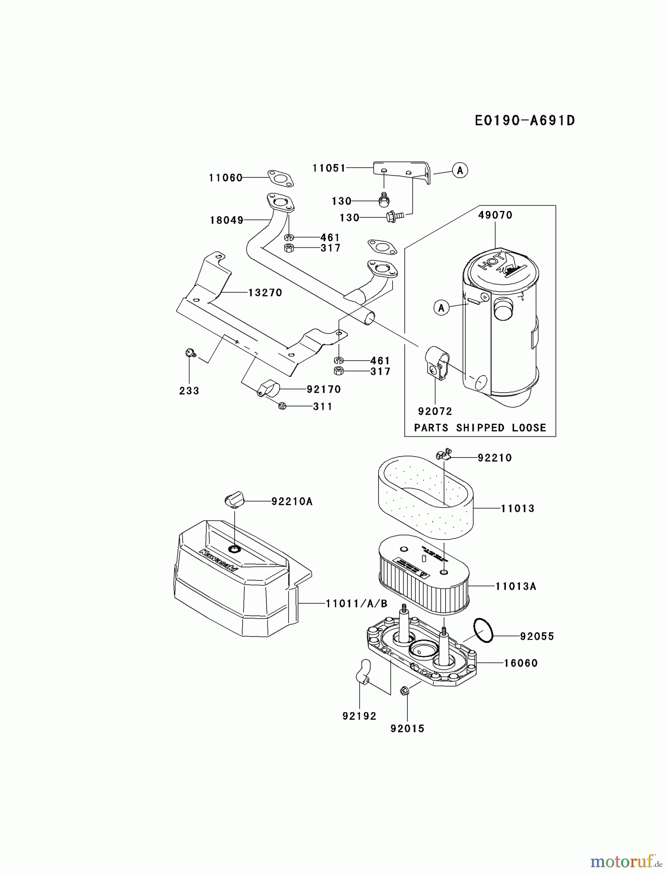  Kawasaki Motoren Motoren Vertikal FA210V - AS02 bis FH641V - DS24 FH541V-AS24 - Kawasaki FH541V 4-Stroke Engine AIR-FILTER/MUFFLER