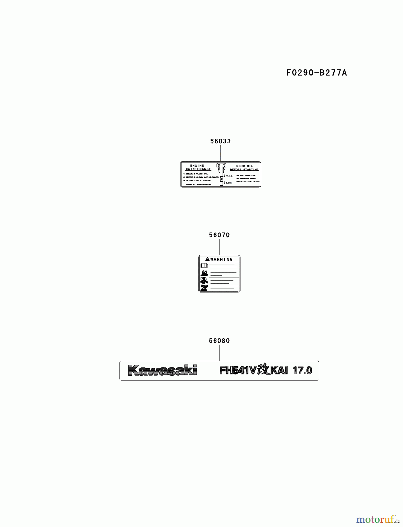  Kawasaki Motoren Motoren Vertikal FA210V - AS02 bis FH641V - DS24 FH541V-BS36 - Kawasaki FH541V 4-Stroke Engine LABEL