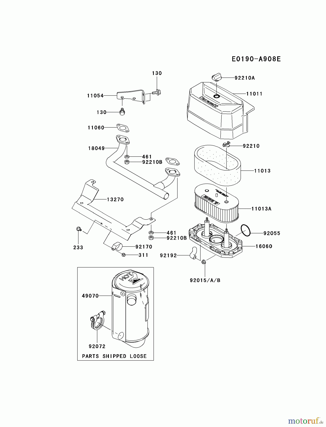  Kawasaki Motoren Motoren Vertikal FA210V - AS02 bis FH641V - DS24 FH541V-BS46 - Kawasaki FH541V 4-Stroke Engine AIR-FILTER/MUFFLER