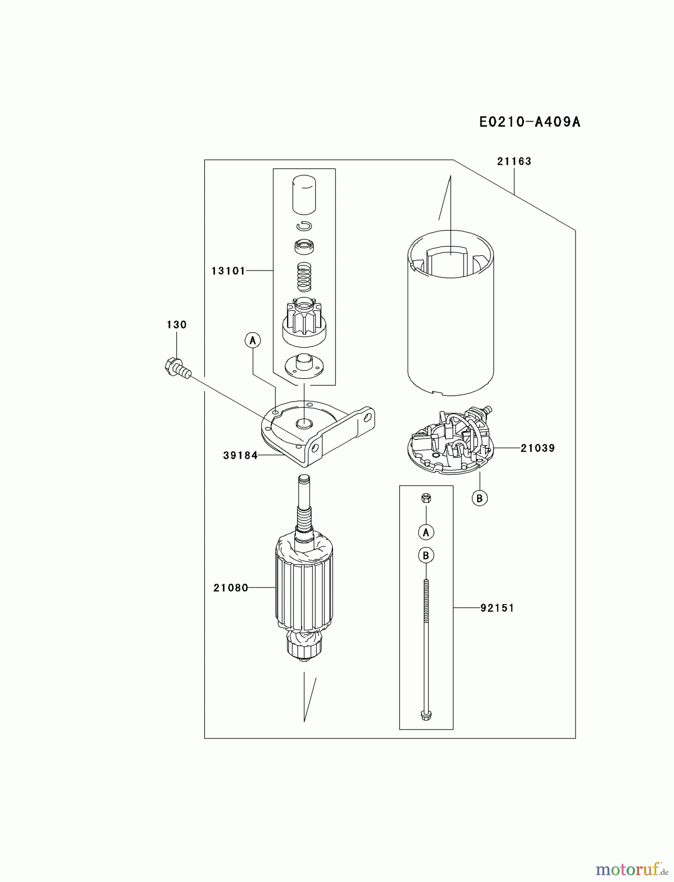  Kawasaki Motoren Motoren Vertikal FA210V - AS02 bis FH641V - DS24 FH541V-CS37 - Kawasaki FH541V 4-Stroke Engine STARTER(~FH541-A98246)