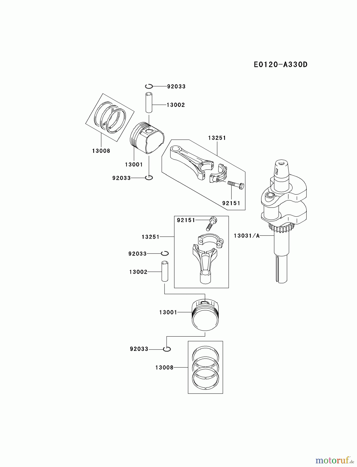  Kawasaki Motoren Motoren Vertikal FA210V - AS02 bis FH641V - DS24 FH541V-CS40 - Kawasaki FH541V 4-Stroke Engine PISTON/CRANKSHAFT