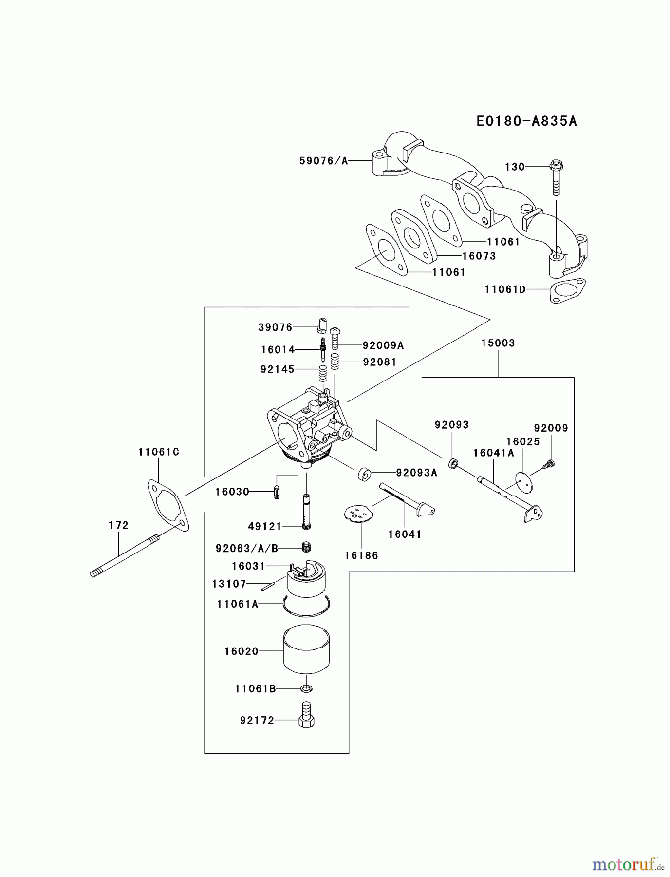  Kawasaki Motoren Motoren Vertikal FA210V - AS02 bis FH641V - DS24 FH541V-CS05 - Kawasaki FH541V 4-Stroke Engine CARBURETOR