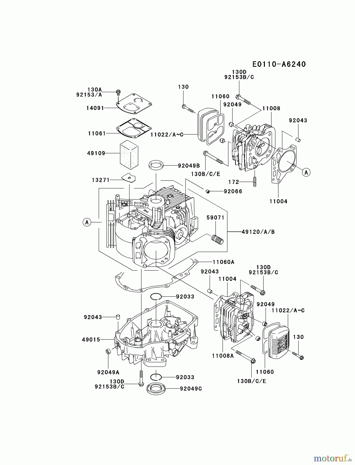  Kawasaki Motoren Motoren Vertikal FA210V - AS02 bis FH641V - DS24 FH541V-CS01 - Kawasaki FH541V 4-Stroke Engine CYLINDER/CRANKCASE