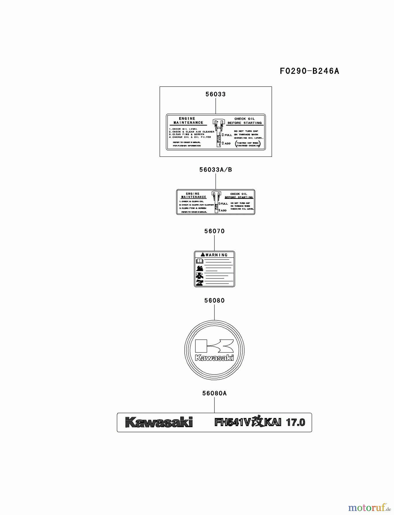  Kawasaki Motoren Motoren Vertikal FA210V - AS02 bis FH641V - DS24 FH541V-AS22 - Kawasaki FH541V 4-Stroke Engine LABEL