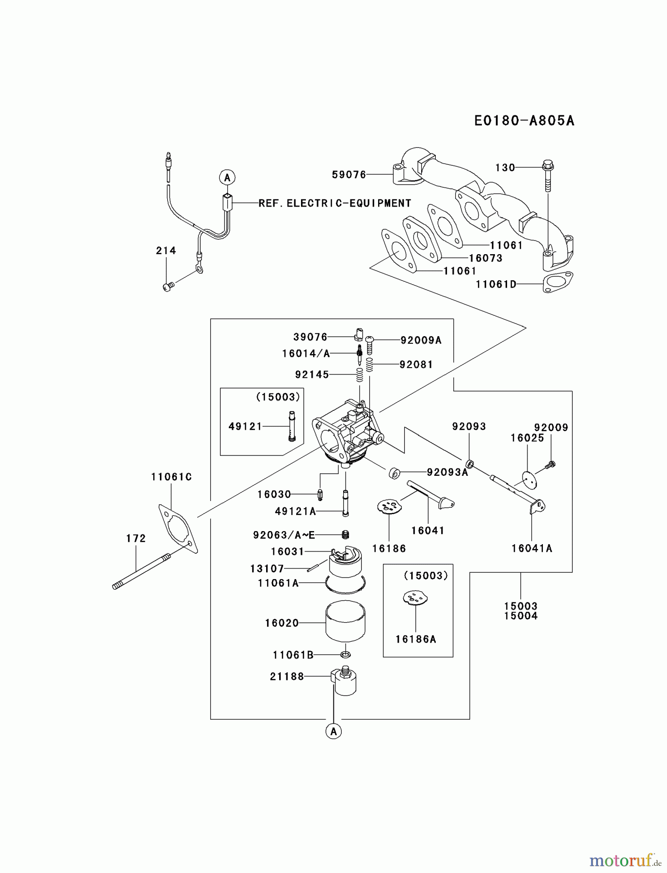  Kawasaki Motoren Motoren Vertikal FA210V - AS02 bis FH641V - DS24 FH541V-CS37 - Kawasaki FH541V 4-Stroke Engine CARBURETOR