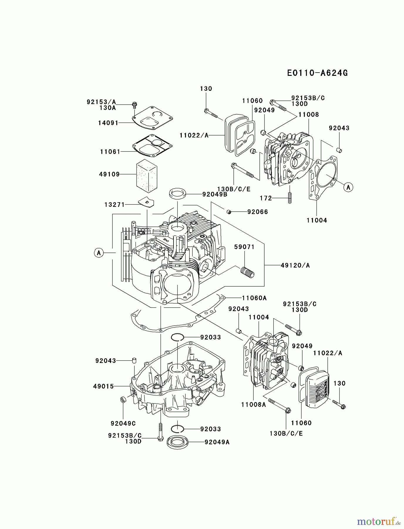  Kawasaki Motoren Motoren Vertikal FA210V - AS02 bis FH641V - DS24 FH541V-CS29 - Kawasaki FH541V 4-Stroke Engine CYLINDER/CRANKCASE