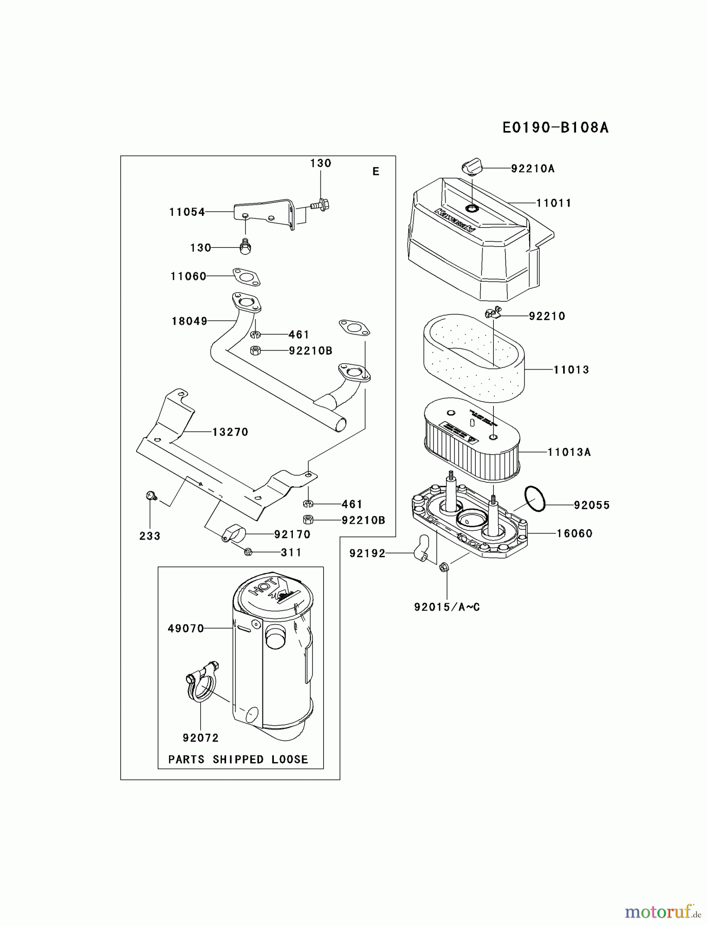  Kawasaki Motoren Motoren Vertikal FA210V - AS02 bis FH641V - DS24 FH541V-CS32 - Kawasaki FH541V 4-Stroke Engine AIR-FILTER/MUFFLER