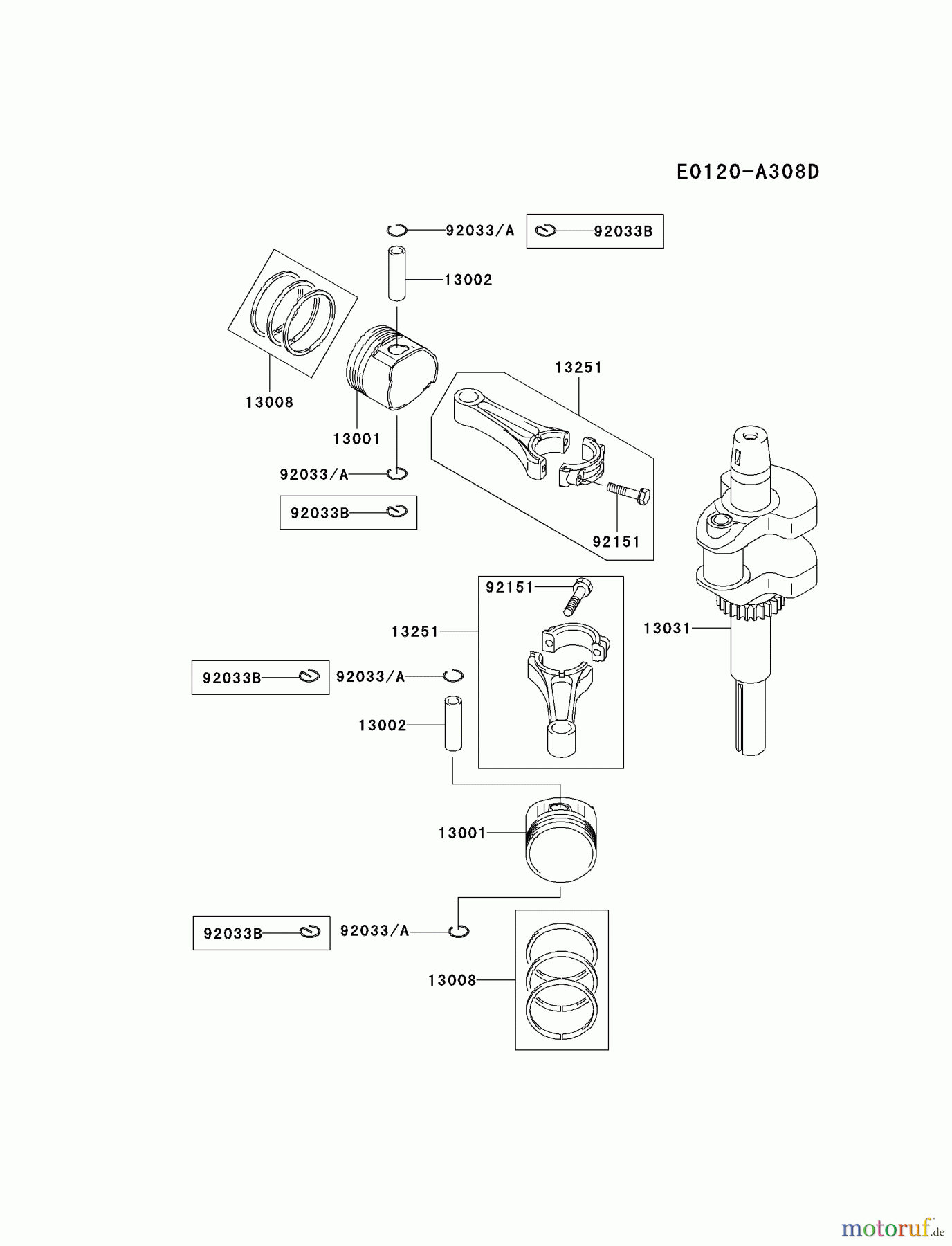  Kawasaki Motoren Motoren Vertikal FA210V - AS02 bis FH641V - DS24 FH541V-ES23 - Kawasaki FH541V 4-Stroke Engine PISTON/CRANKSHAFT