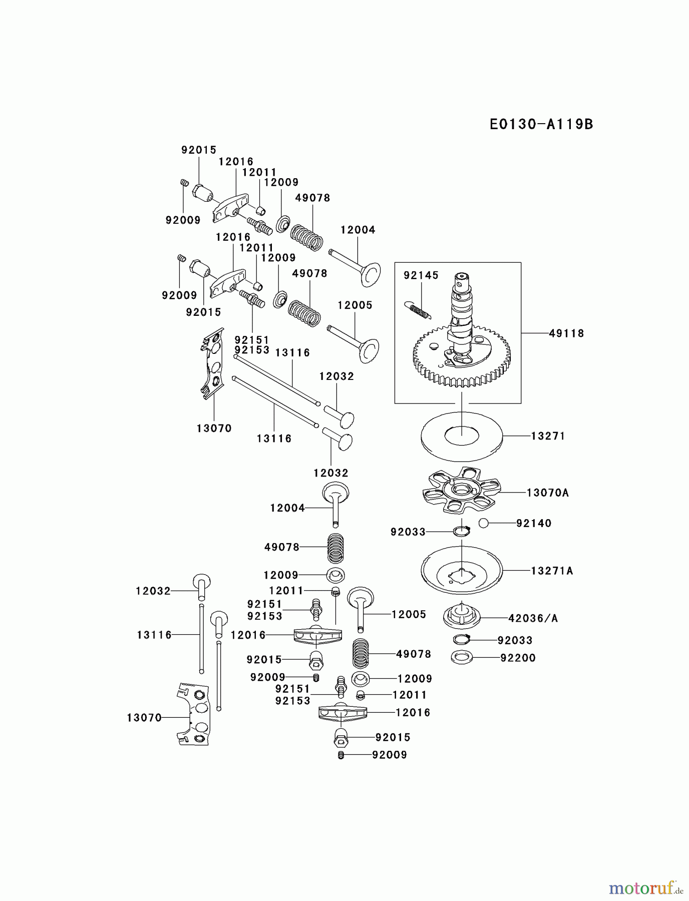  Kawasaki Motoren Motoren Vertikal FA210V - AS02 bis FH641V - DS24 FH580V-AS06 - Kawasaki FH580V 4-Stroke Engine VALVE/CAMSHAFT