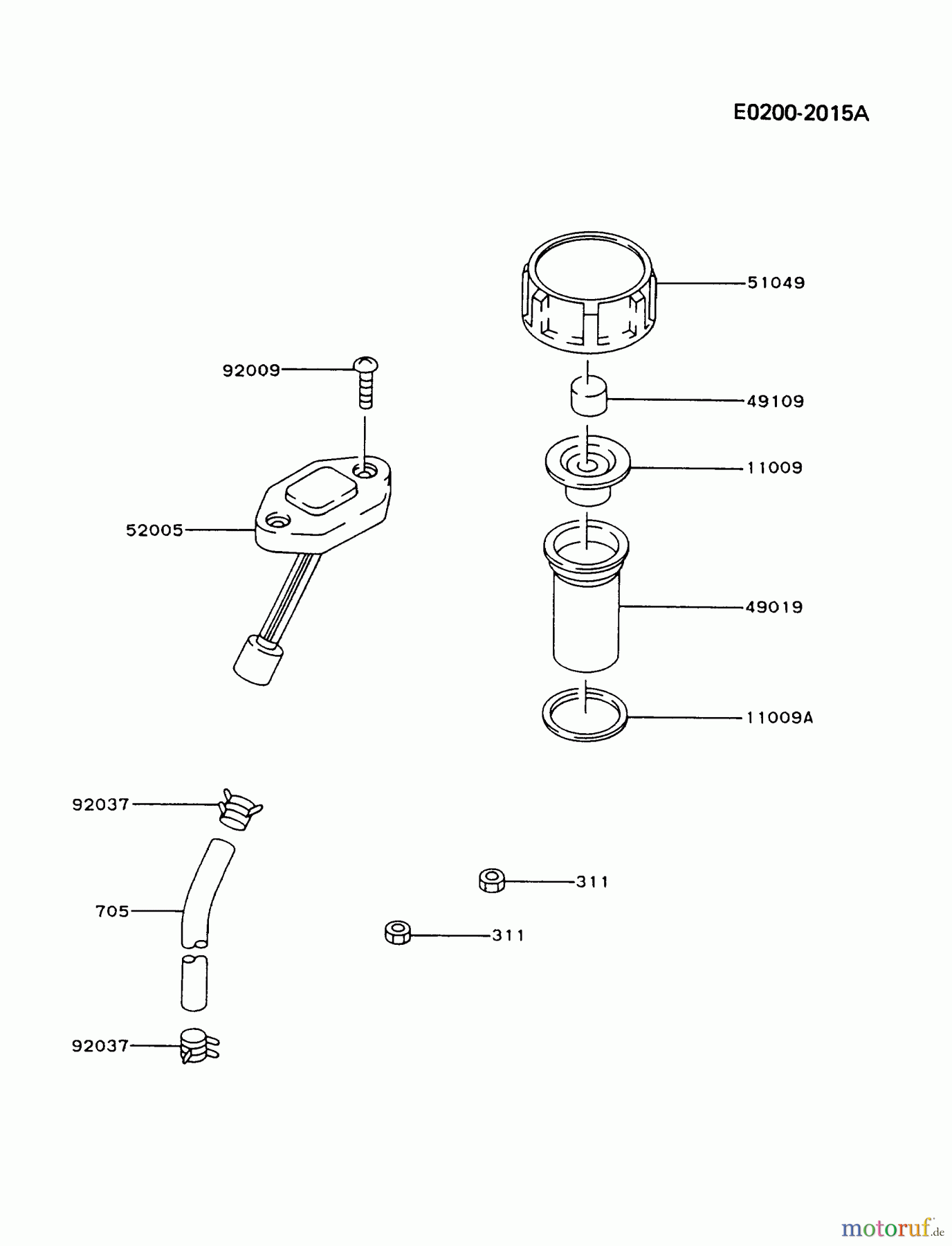  Kawasaki Motoren Motoren, Horizontal FA076D-ES05 - Kawasaki FA076D 4-Stroke Engine FUEL-TANK/FUEL-VALVE