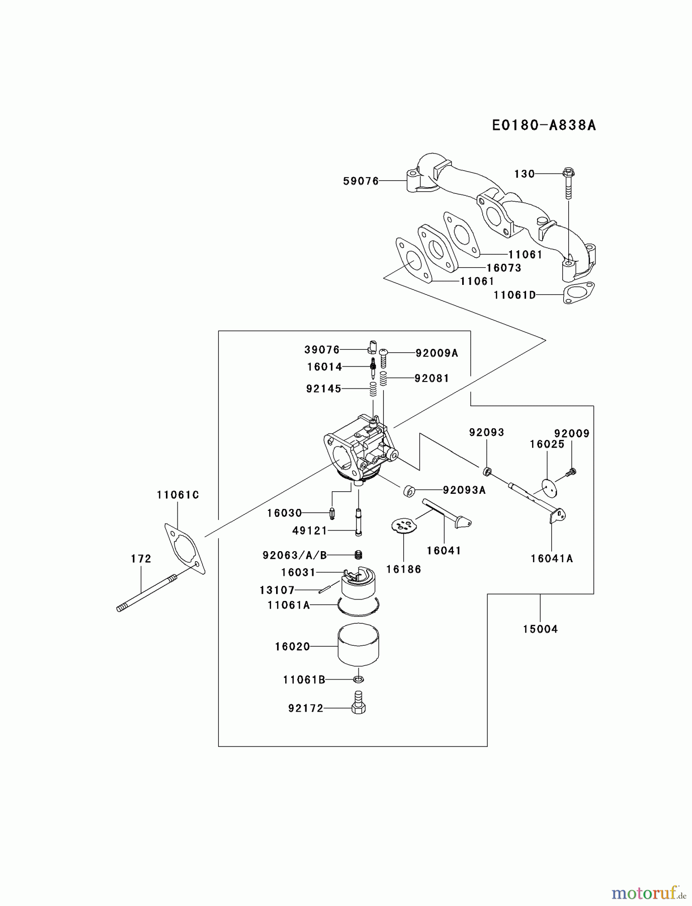  Kawasaki Motoren Motoren Vertikal FA210V - AS02 bis FH641V - DS24 FH580V-AS44 - Kawasaki FH580V 4-Stroke Engine CARBURETOR