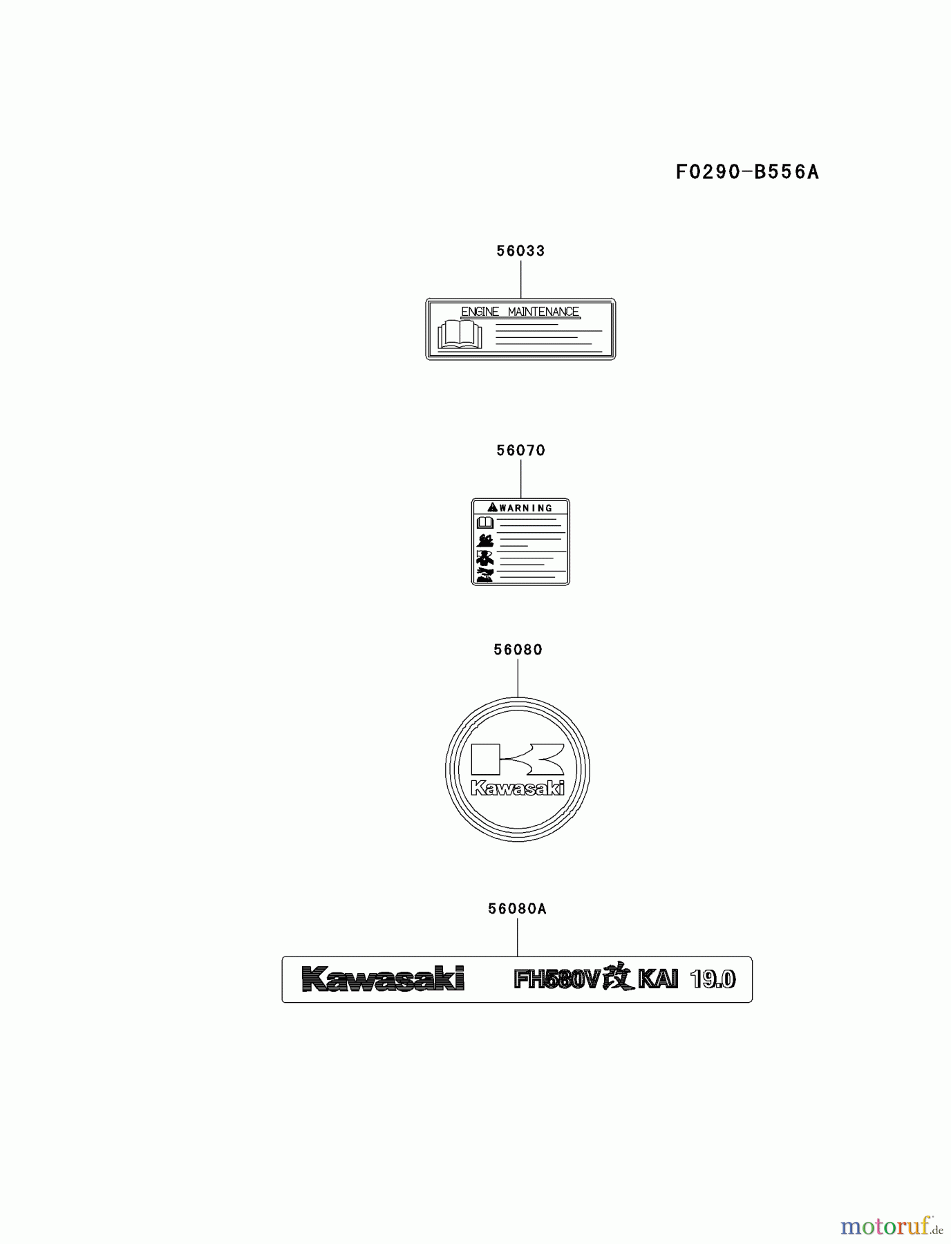  Kawasaki Motoren Motoren Vertikal FA210V - AS02 bis FH641V - DS24 FH580V-AS44 - Kawasaki FH580V 4-Stroke Engine LABEL