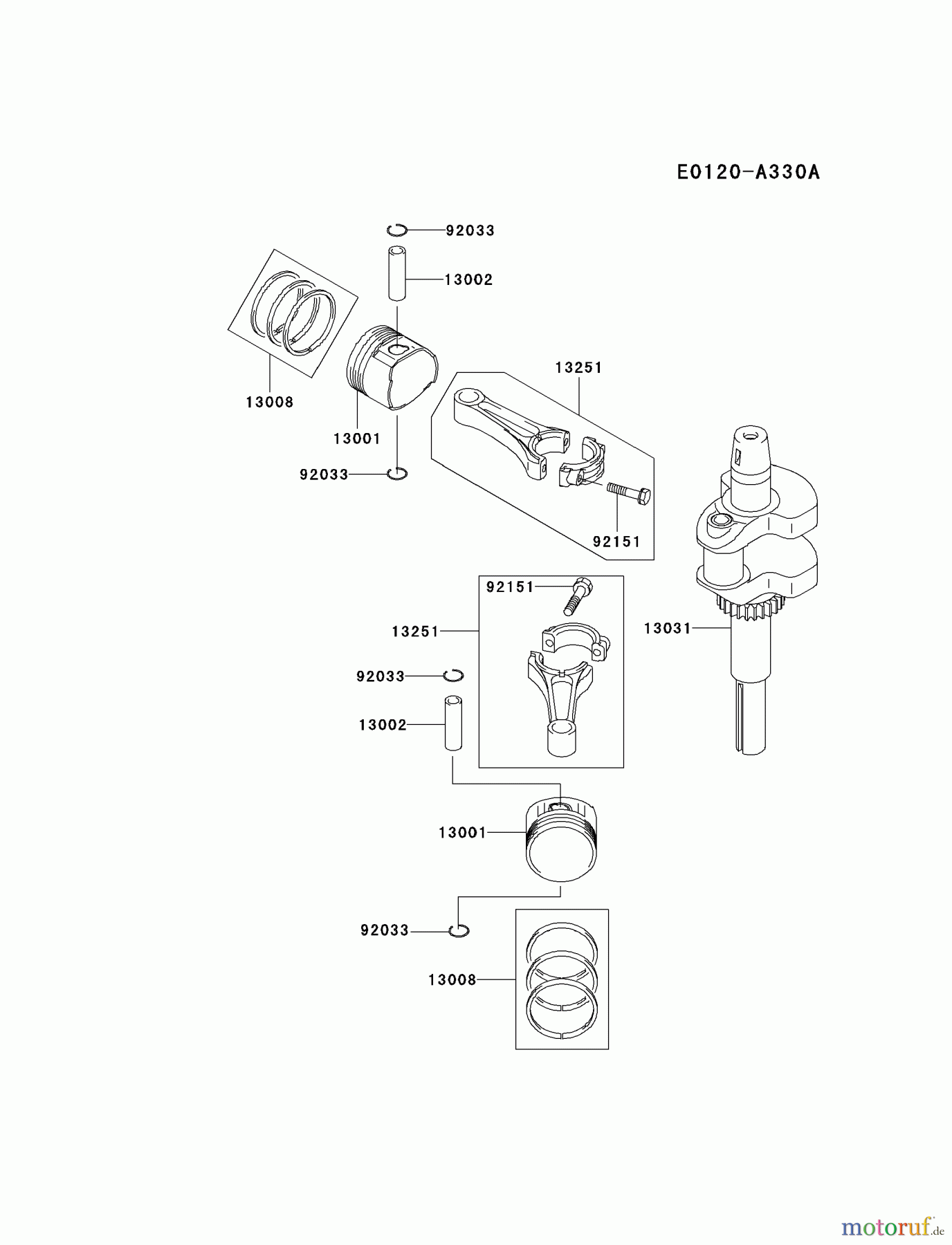  Kawasaki Motoren Motoren Vertikal FA210V - AS02 bis FH641V - DS24 FH541V-CS37 - Kawasaki FH541V 4-Stroke Engine PISTON/CRANKSHAFT