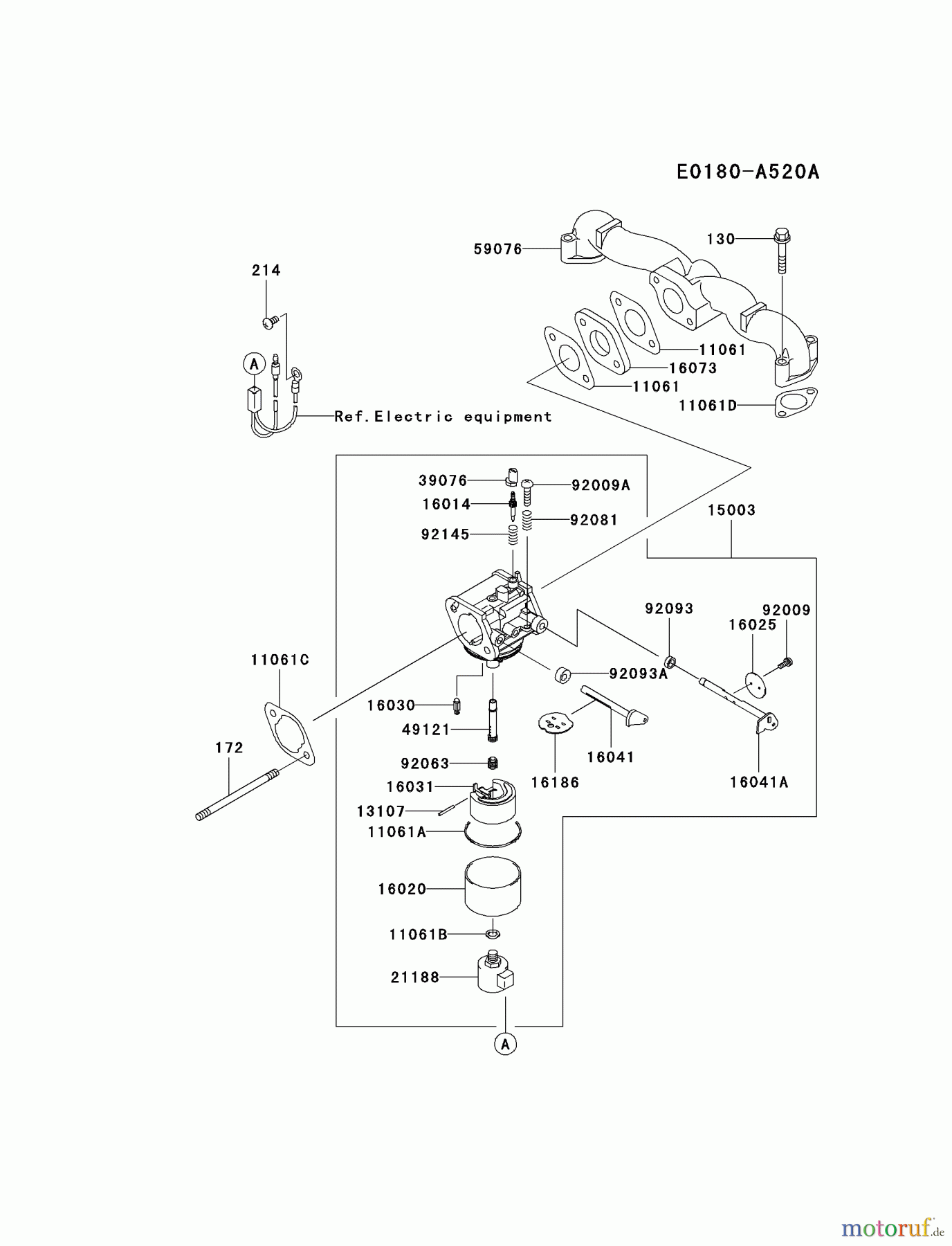  Kawasaki Motoren Motoren Vertikal FA210V - AS02 bis FH641V - DS24 FH541V-AS04 - Kawasaki FH541V 4-Stroke Engine CARBURETOR