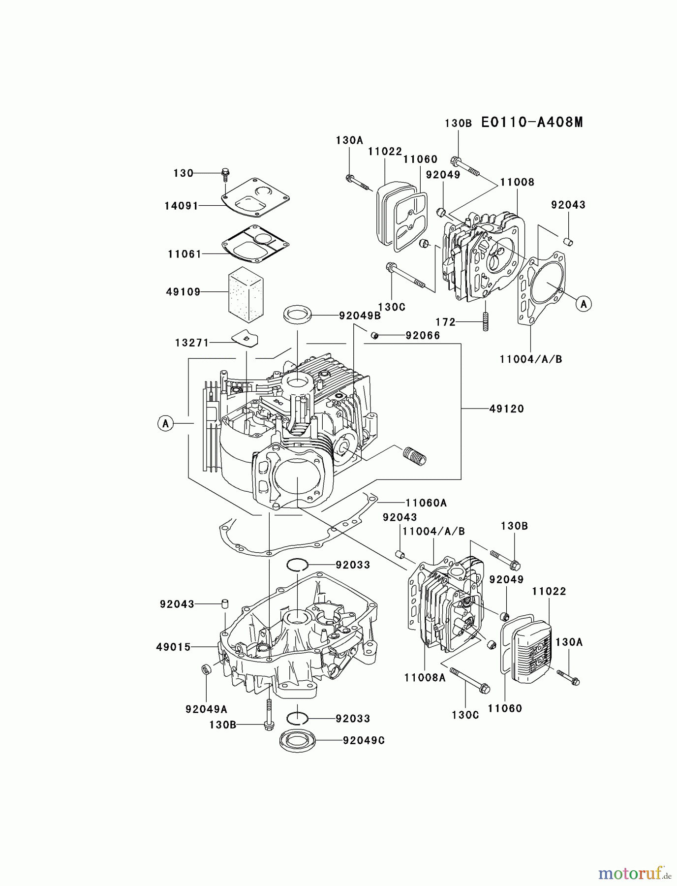  Kawasaki Motoren Motoren Vertikal FA210V - AS02 bis FH641V - DS24 FH541V-AS05 - Kawasaki FH541V 4-Stroke Engine CYLINDER/CRANKCASE